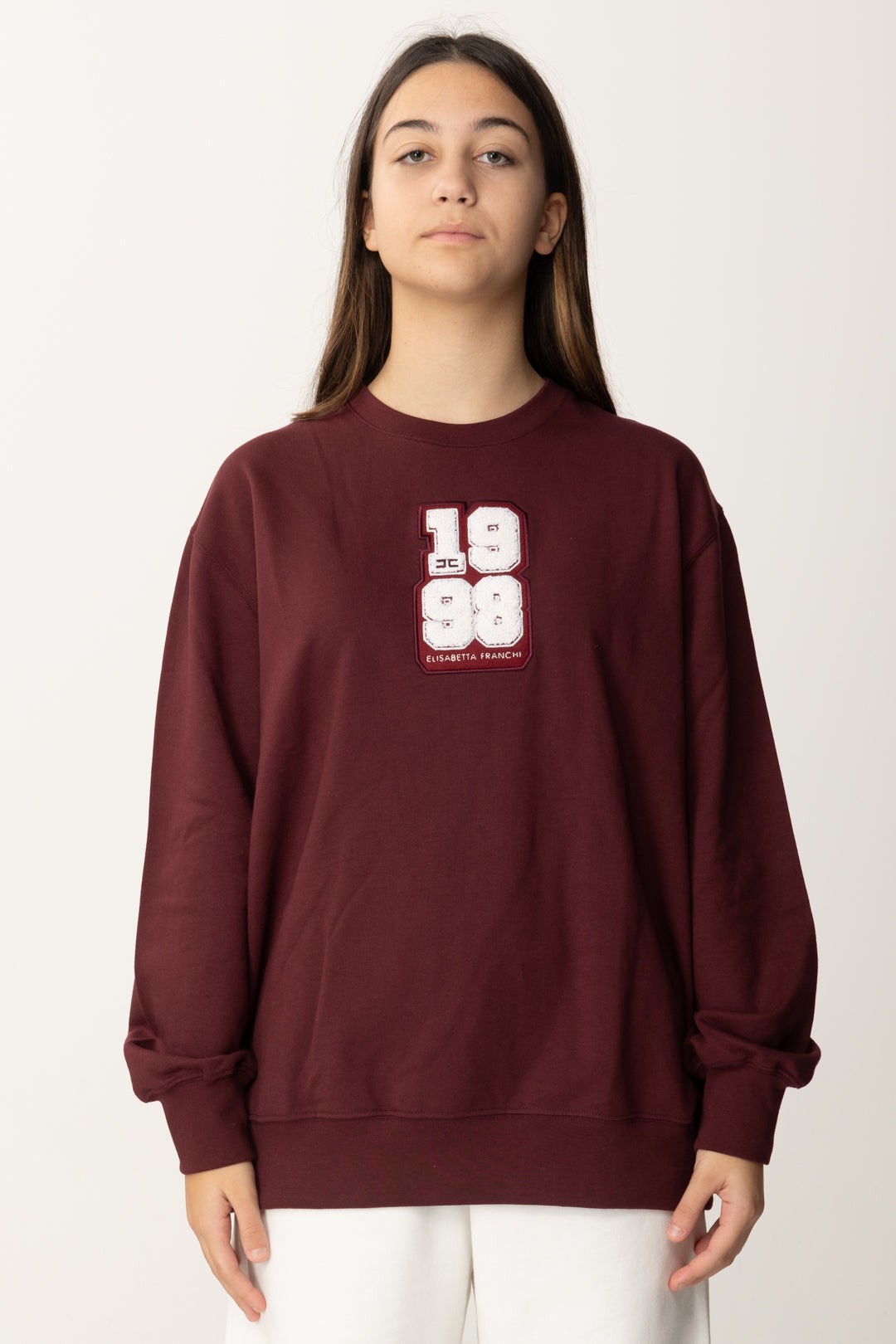 Elisabetta Franchi Felpa girocollo con logo EFFE149.0