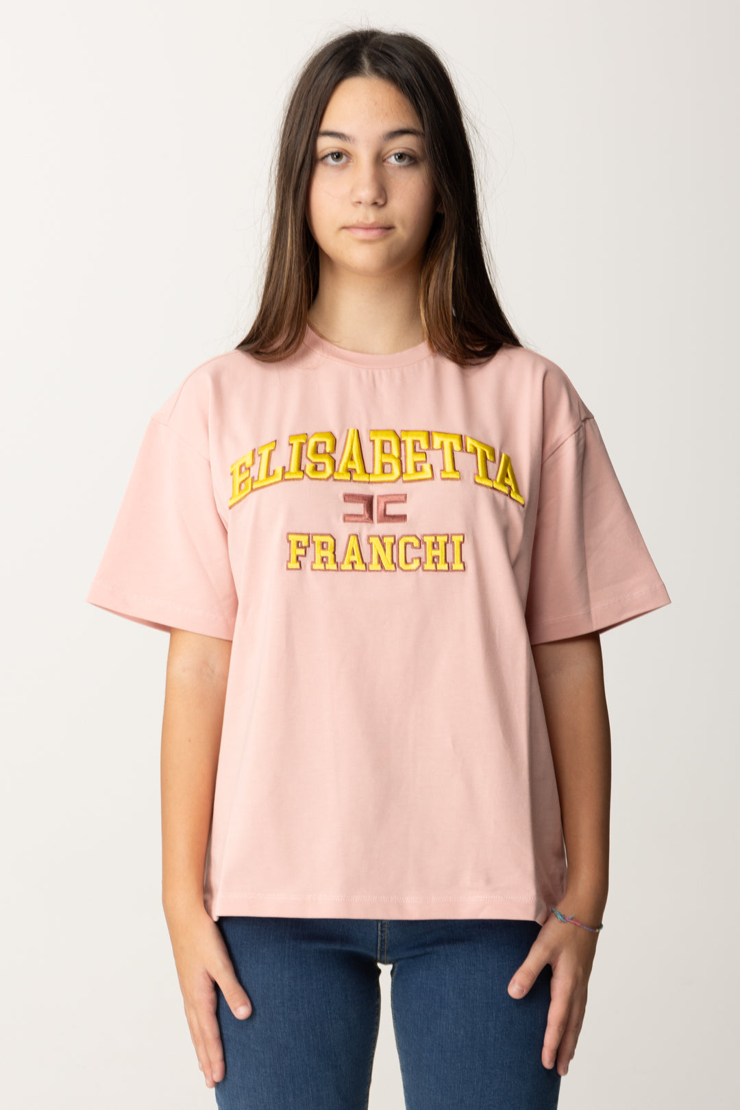 Elisabetta Franchi Bambina Bambina T-shirt Over con Ricamo