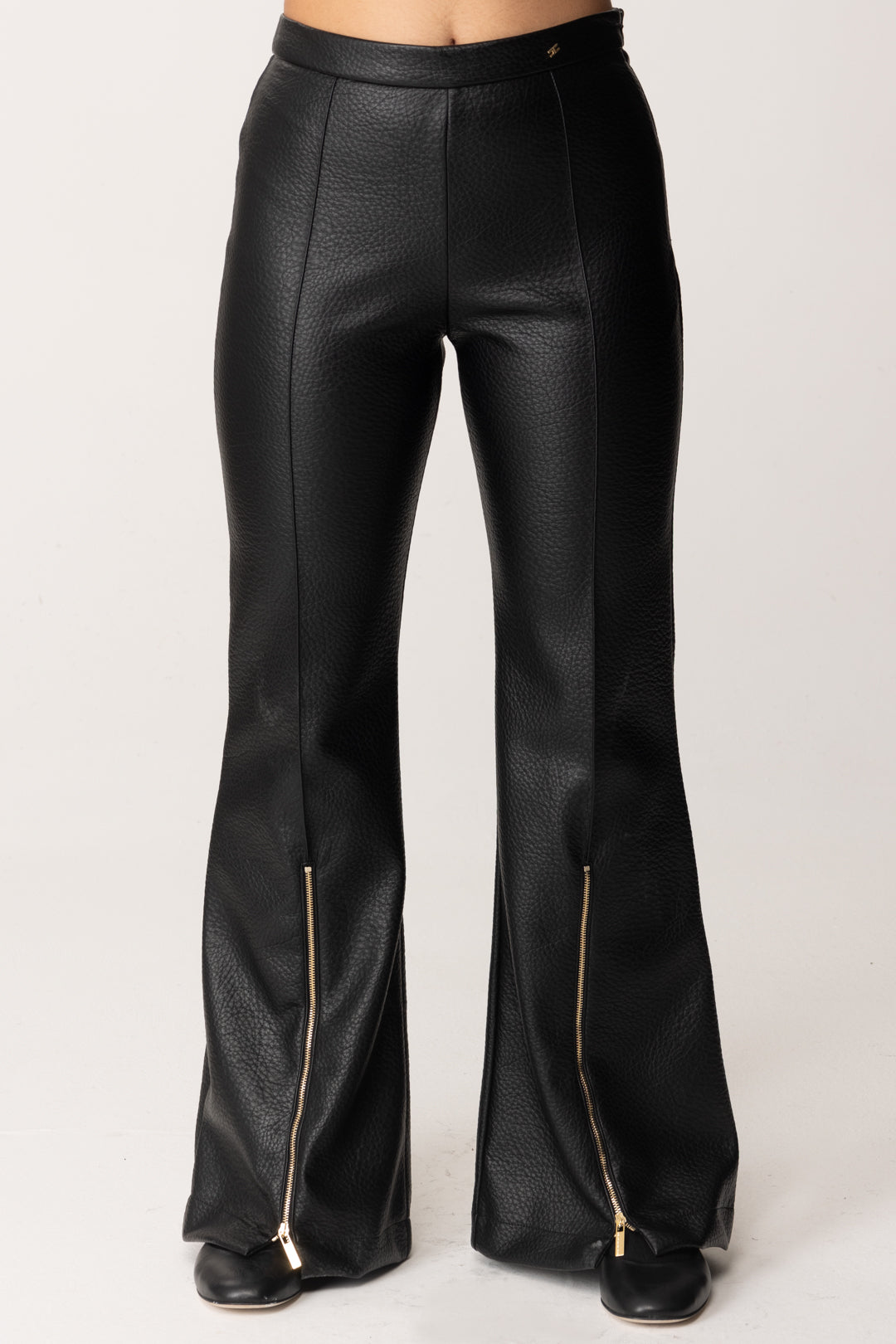 Flared Trousers In Eco Leather With Zip