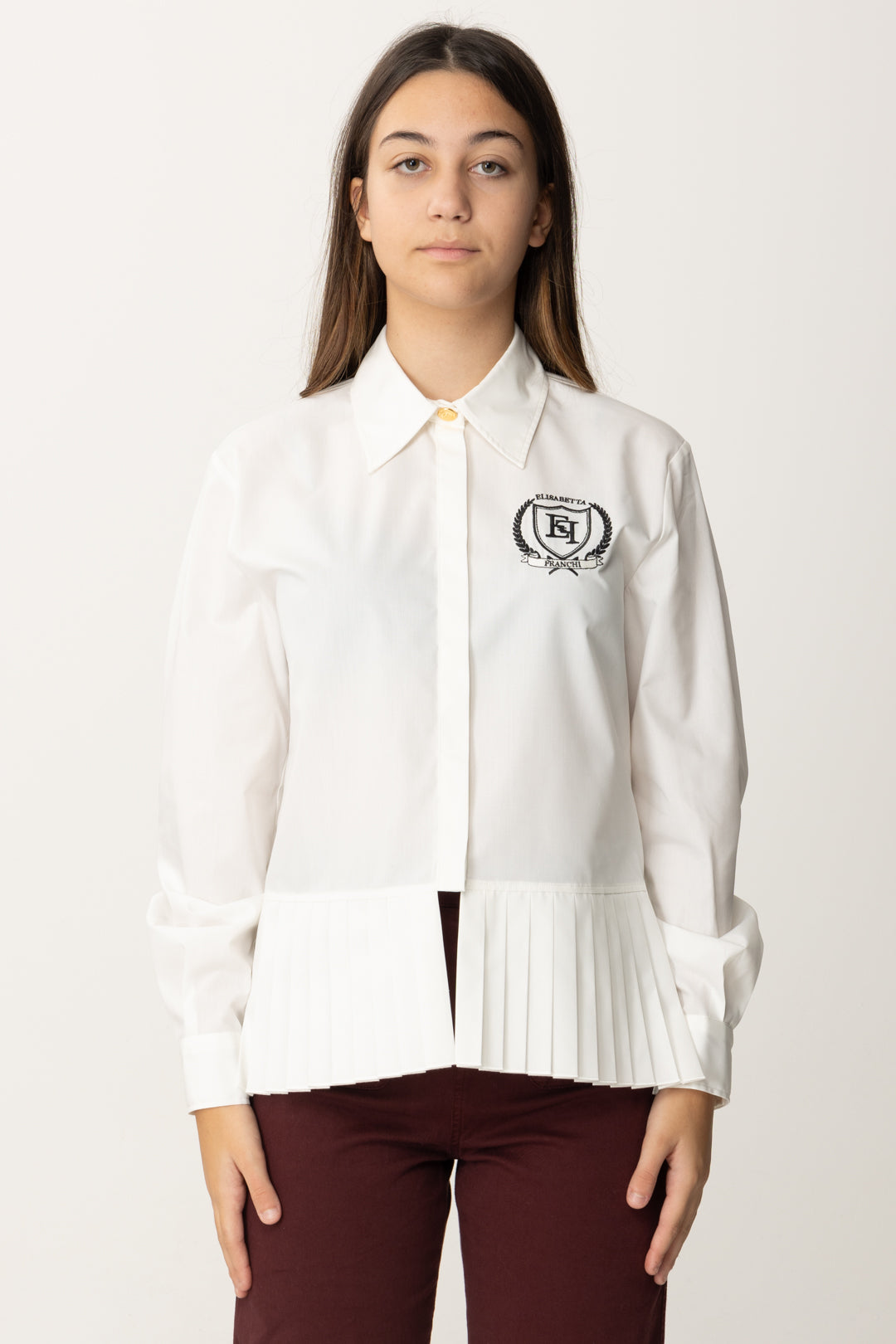 Elisabetta Franchi Bambina Bambina Camicia In Popeline con Plissé