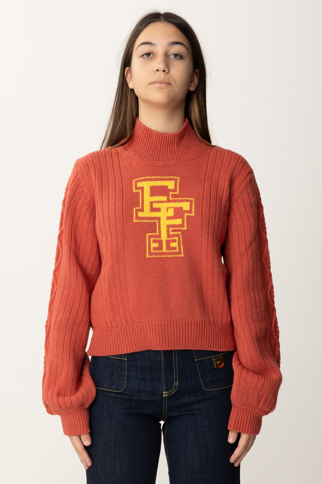 Elisabetta Franchi Bambina Bambina Maglione Dolcevita con Logo Ef