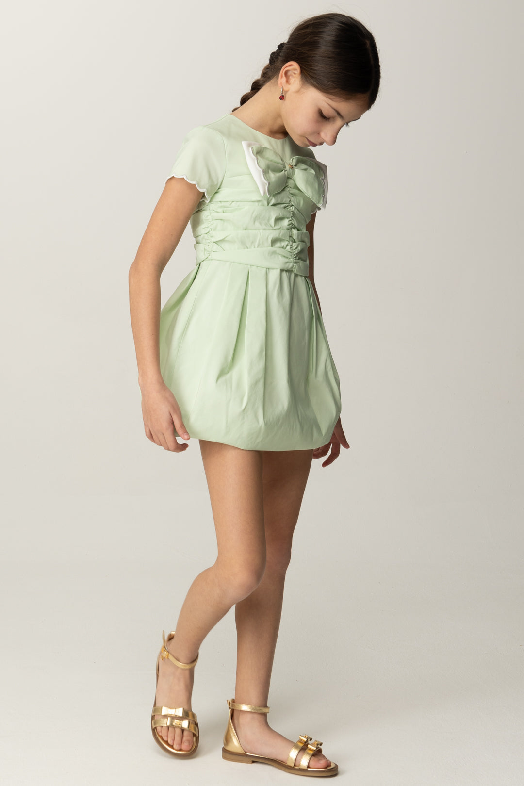 Elisabetta Franchi Baby Baby Dress with Maxi Bow and Scalloped Details  EFAB5850NY230.D529 – Khloefemme