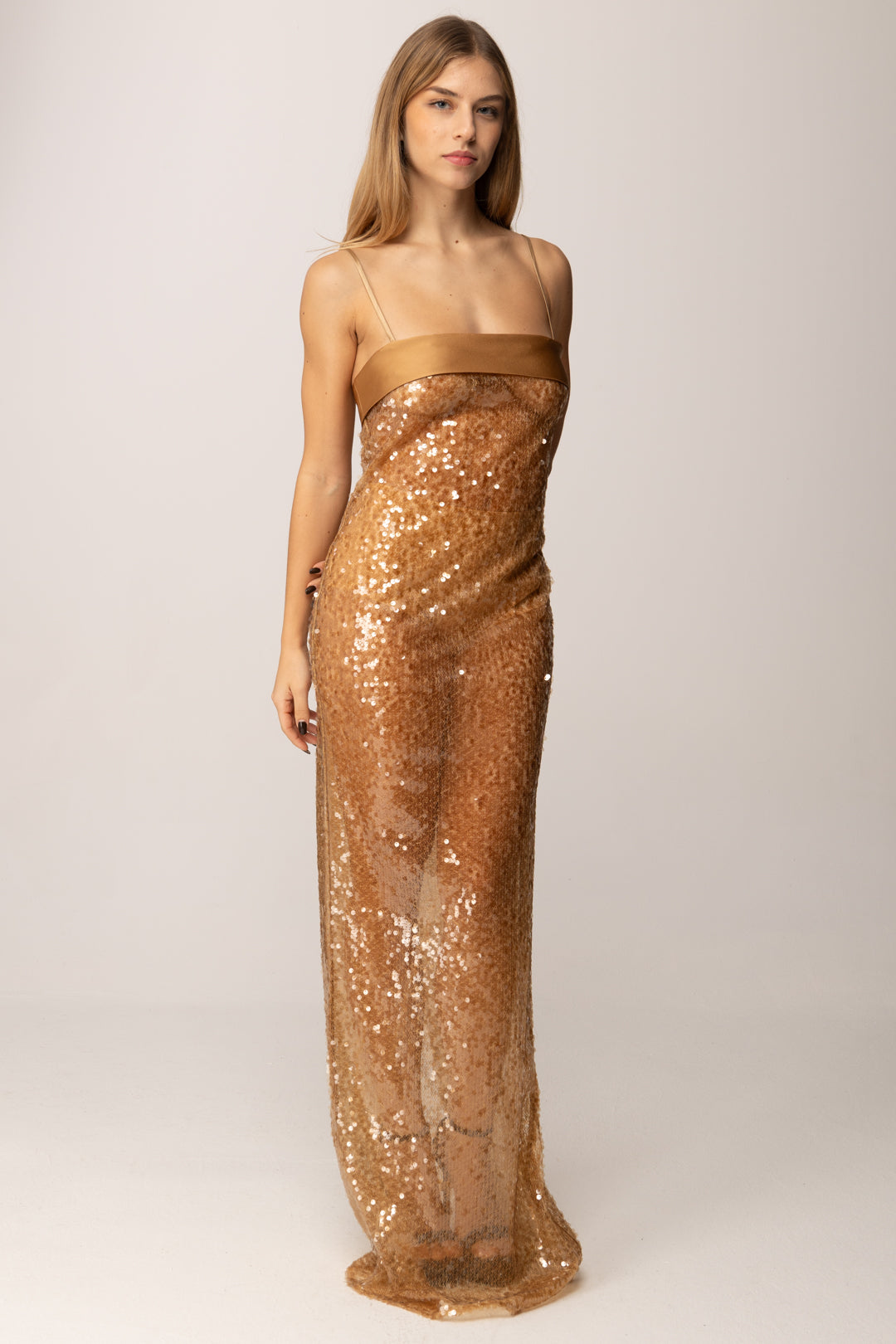 elisabetta franchi sequin dress Red Carpet sequinned dress with belt