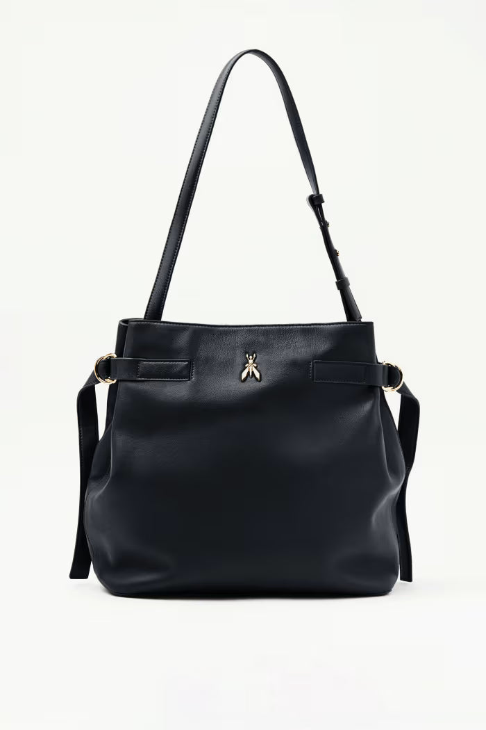 Patrizia Pepe Woman Leather Shopper Bag with Fly Logo 2B0152 L162 NERO