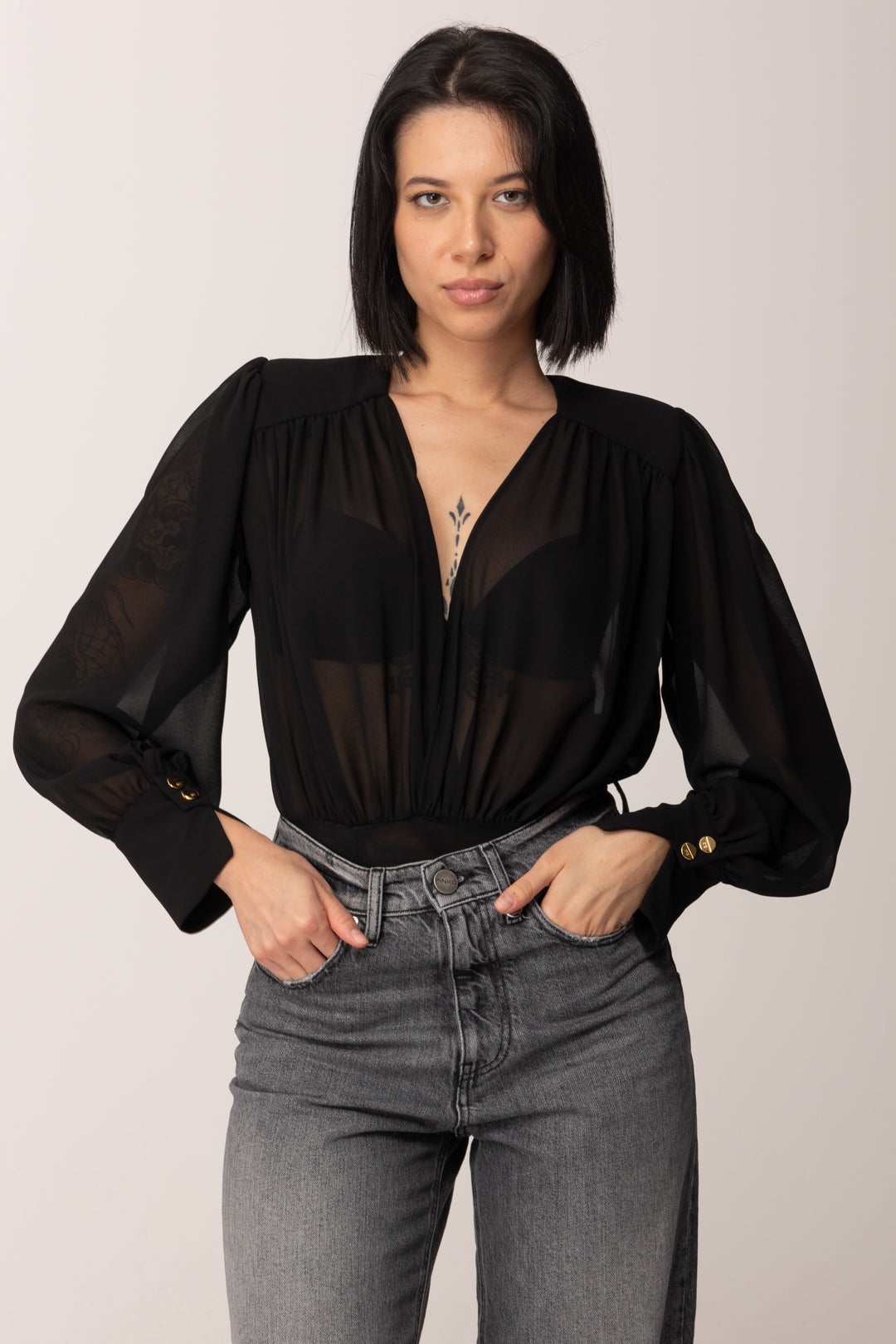 Elisabetta Franchi Donna Camicia a Body In Georgette CB00857E2