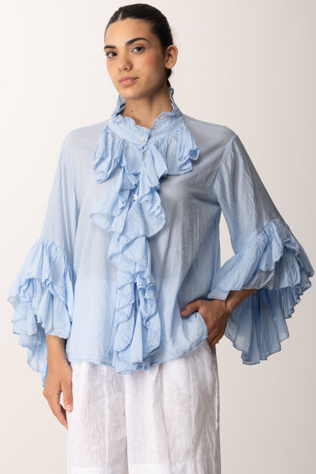 Camicia Con Risvolto Staccabile In Pizzo Cavo Da Donna Con Camicia Con Risvolto Staccabile In Pizzo Cavo Da Donna Con