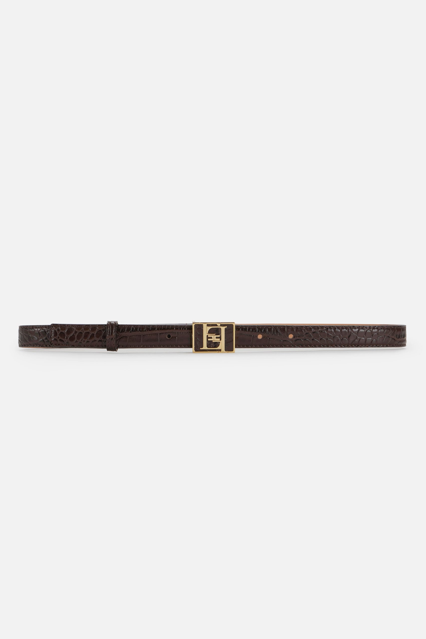 Crocodile Print Belt with Logo Buckle1