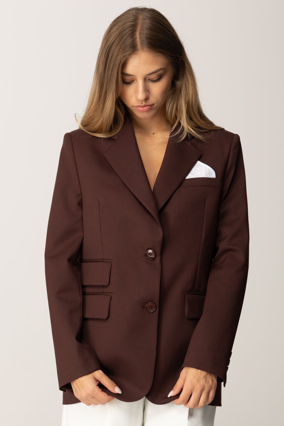 Elisabetta Franchi Donna Giacca Monopetto In Fresco Lana con