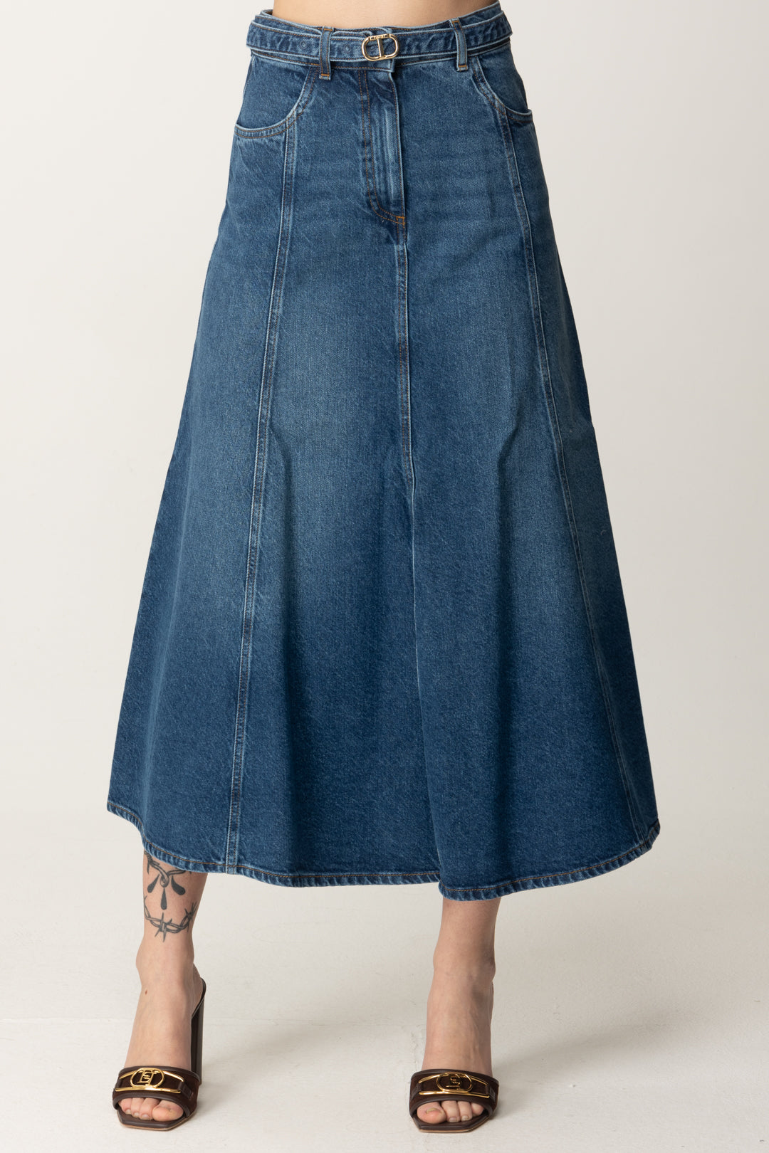 Falda larga acampanada en jeans Gonna - Main Image