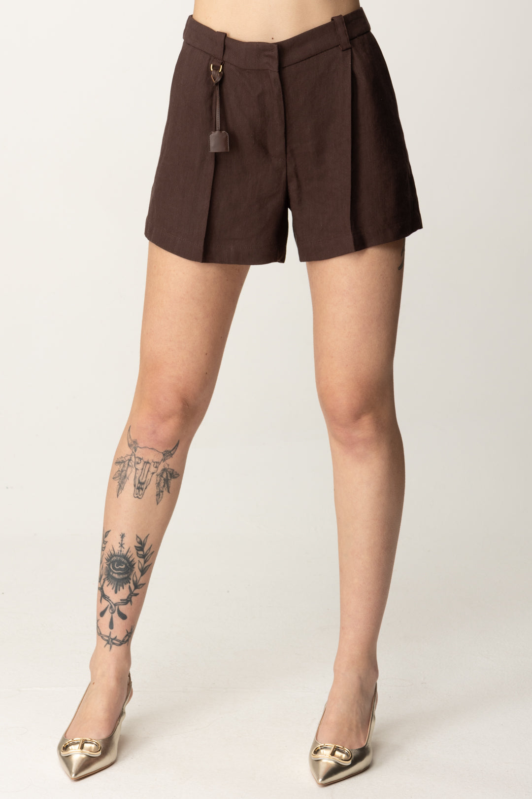 Elisabetta Franchi Donna Shorts In Gabardina Di Misto Lino