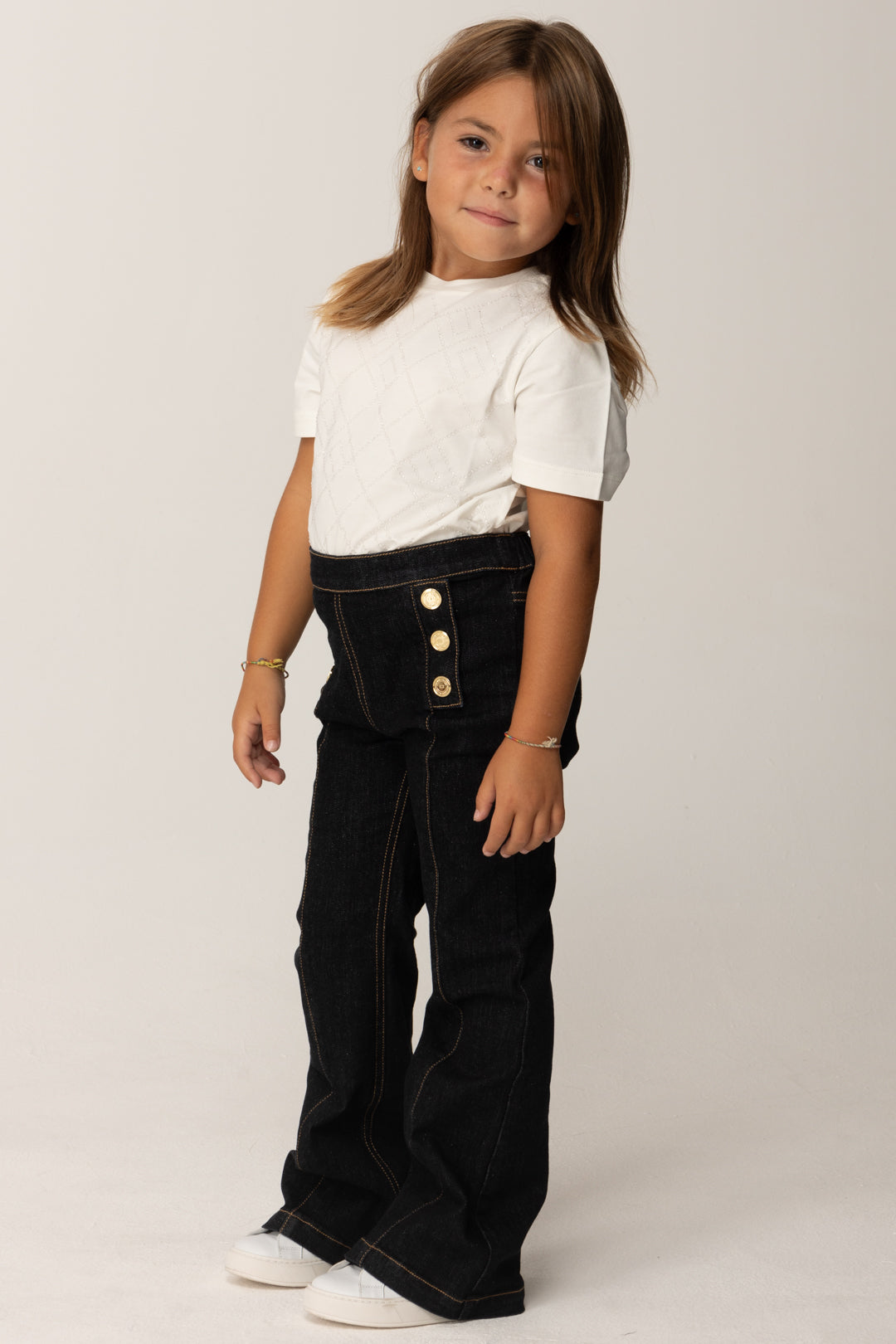 Elisabetta Franchi Girl Girl T-shirt with Geometric Logo Elisabetta Franchi Girl Girl T-shirt with Geometric Logo