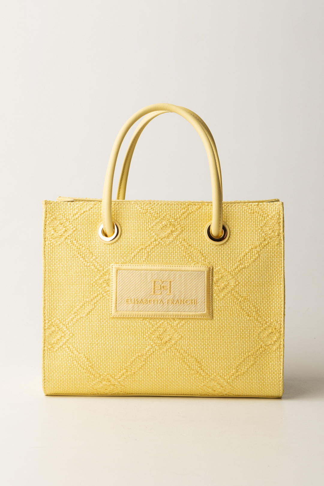 Elisabetta Franchi Woman Small Tote In Raffia Jacquard Elisabetta Franchi Woman Small Tote In Raffia Jacquard