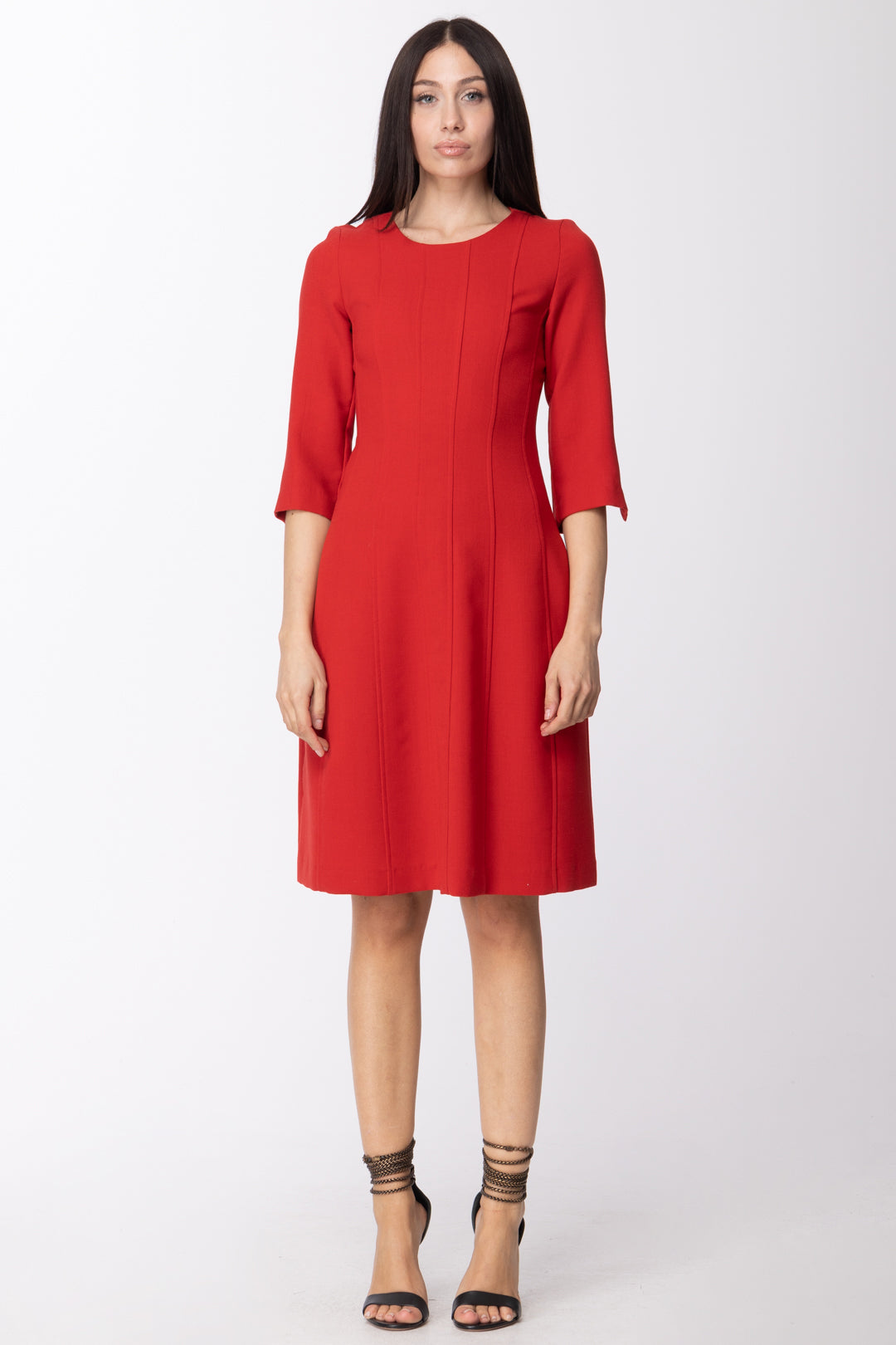 open lace back dress Twin-set Woman Tunic Dress with Three-Quarter Sleeves TA6244 – Khloefemme