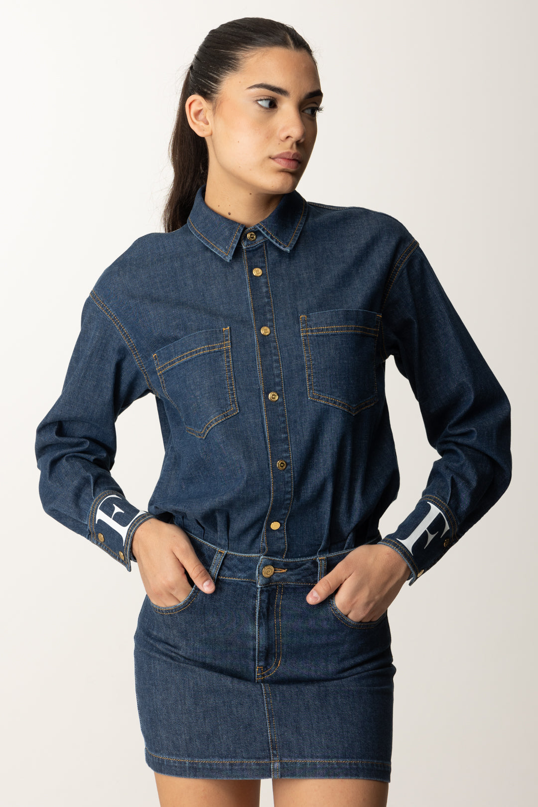 Elisabetta Franchi Donna Abito Chemisier In Jeans AJ45D56E2 BLUE