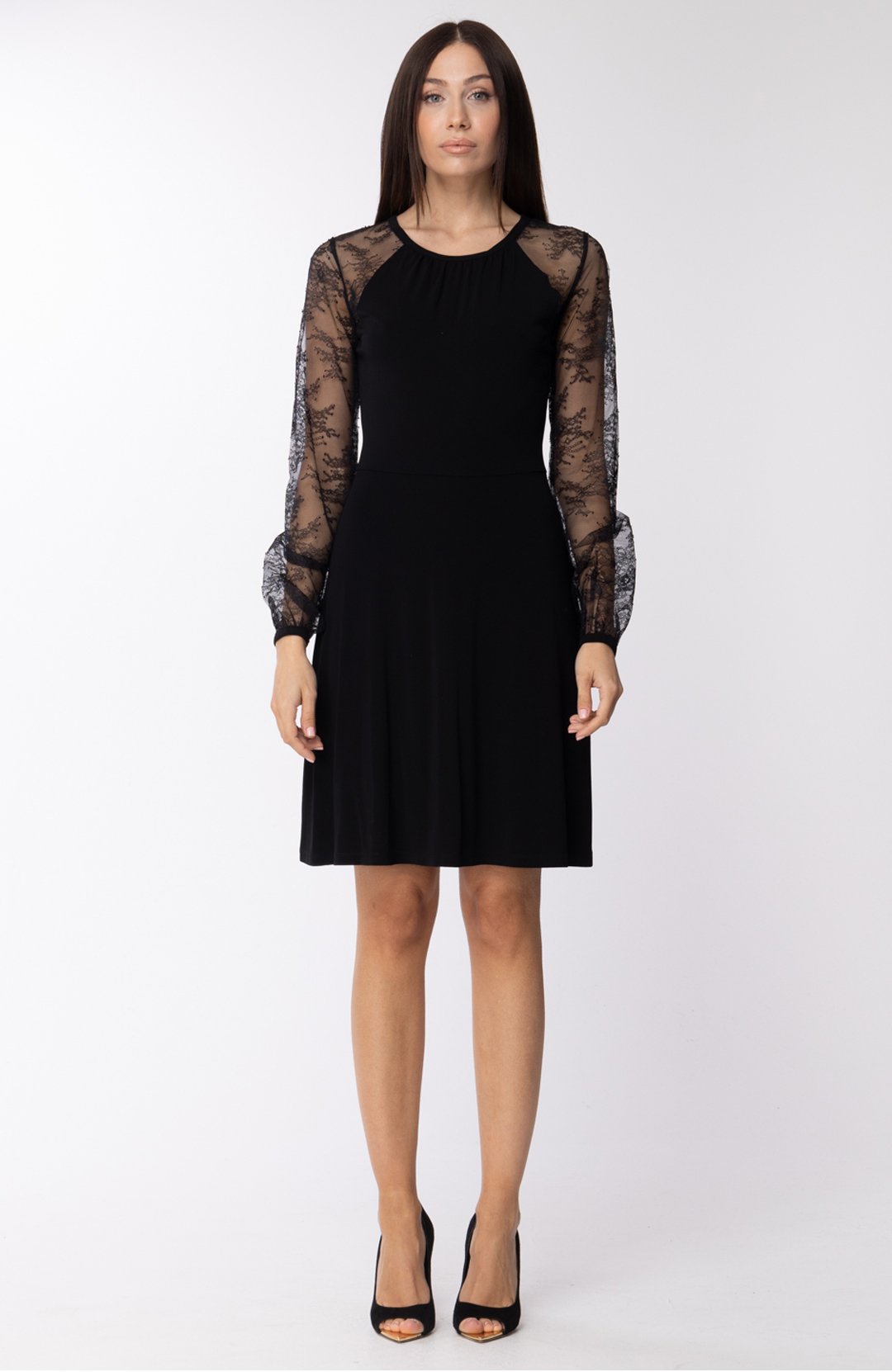 Michael Kors Woman Short Dress with Lace Sleeves MF78X9A7AW  Khloefemme