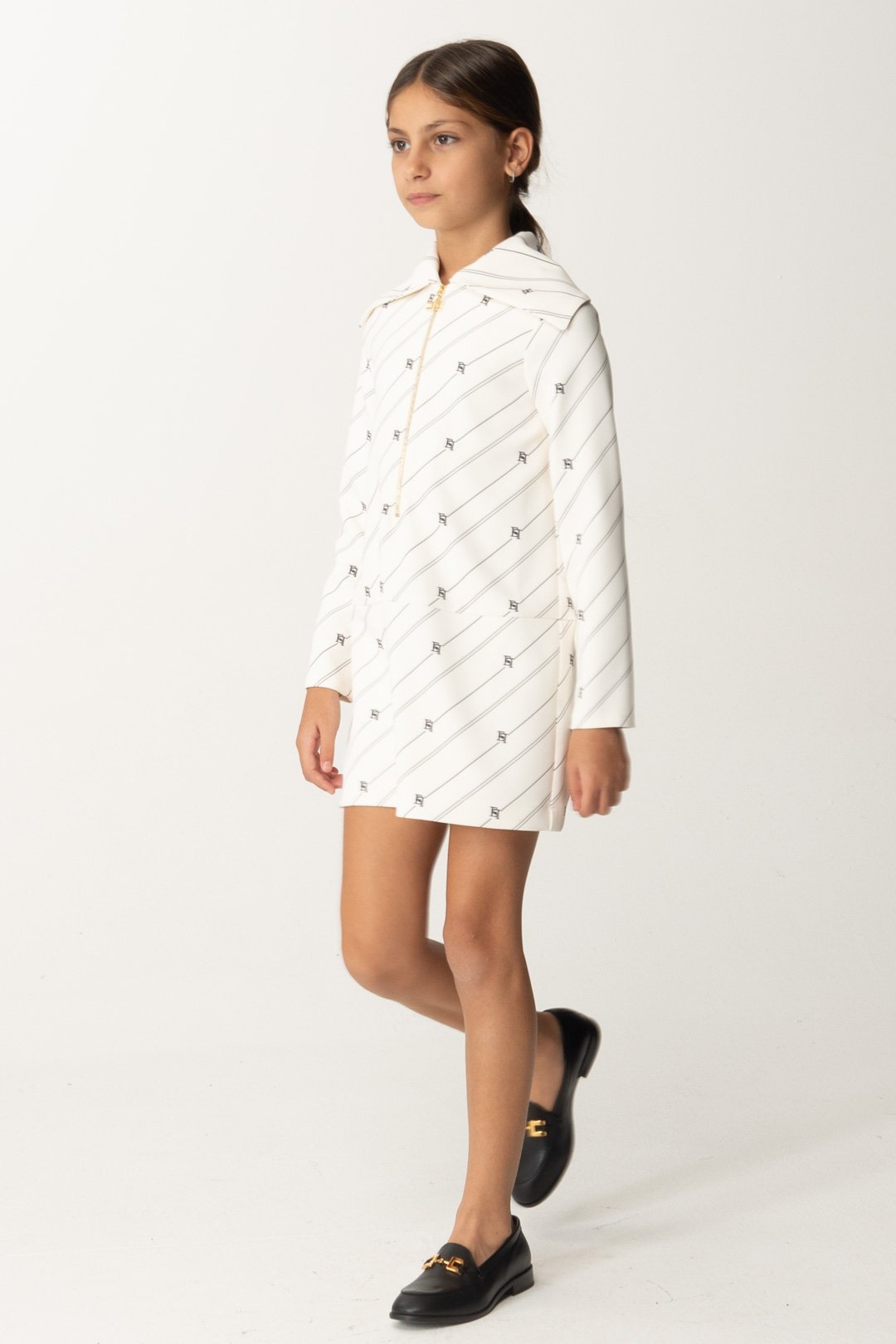 Elisabetta Franchi Bambina Bambina Abito In Crepe Stampa Righe e