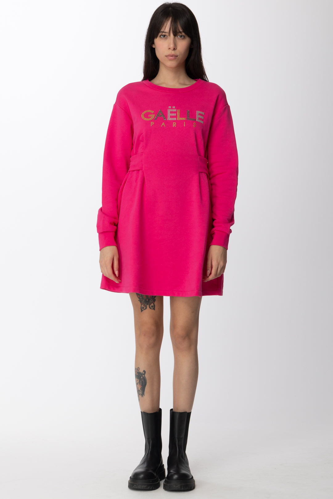 Rhinestone Logo Sweatshirt Dress - Main Image