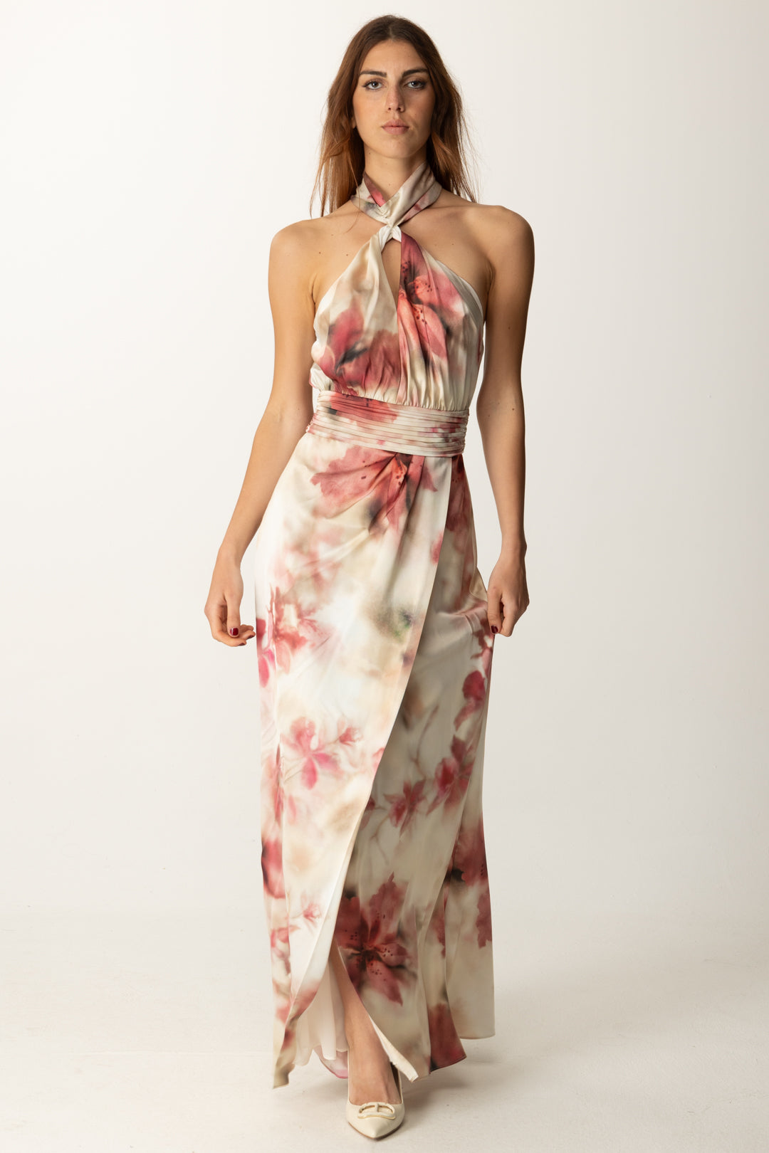 Dress Marciano Outlet Long White Dress With Floral Print