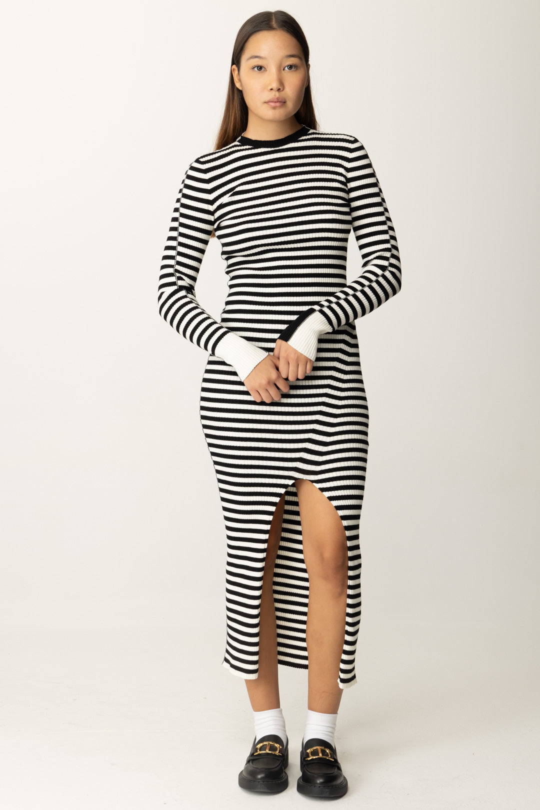 Twin-set Mujer Vestido Largo De Punto a Rayas 242TF3010