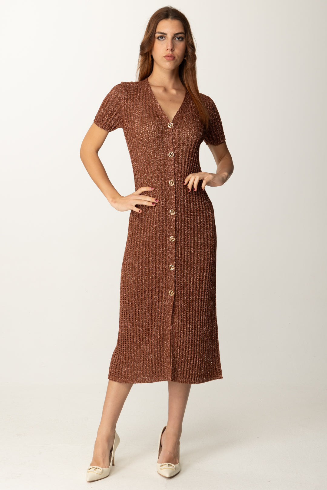 Abito Lungo In Maglia Lurex