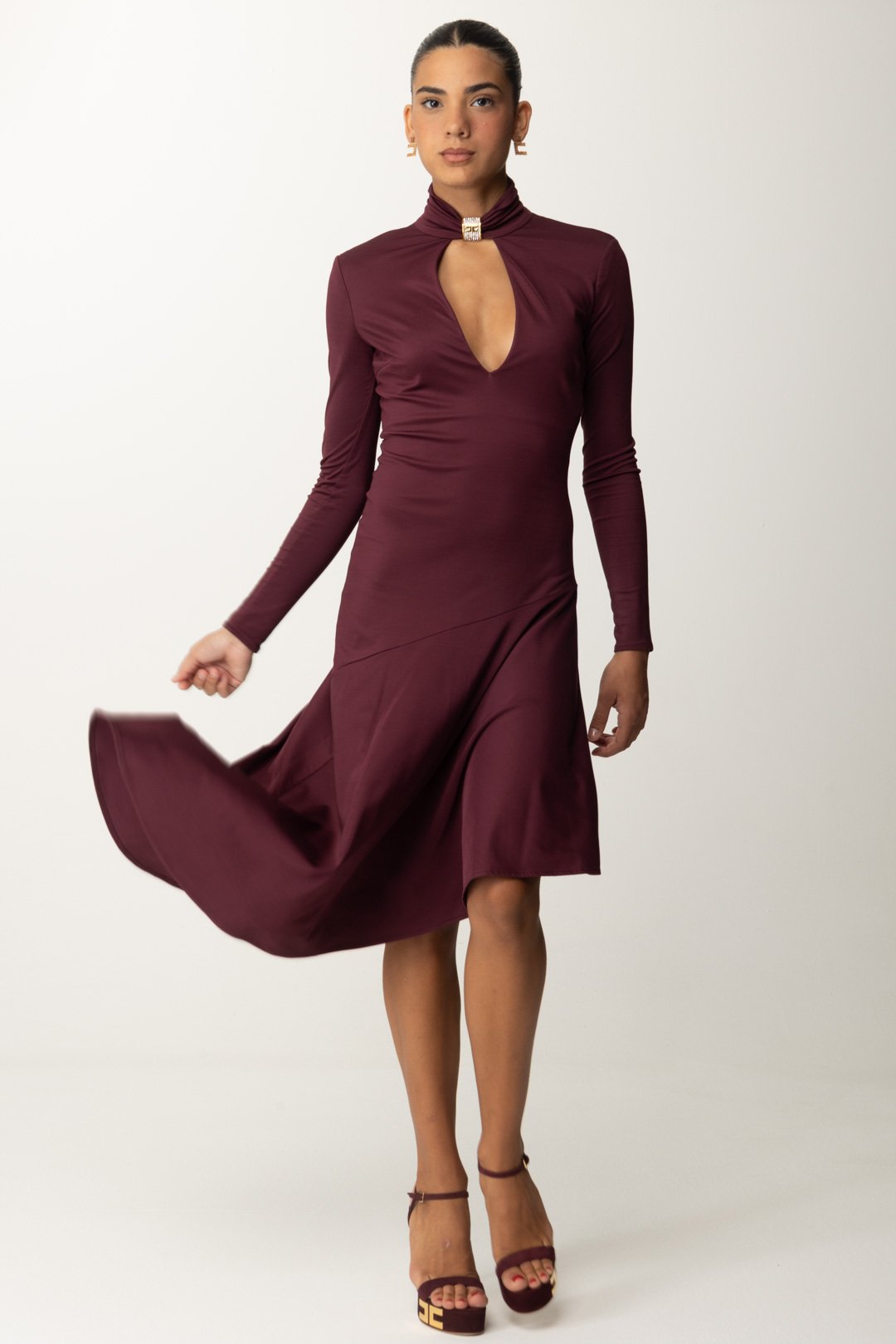 Asymmetric Midi Dress with Jewel Asymmetric Midi Dress with Jewel