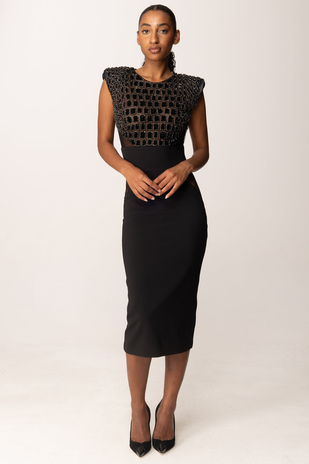 Elisabetta Franchi Donna Abito Midi con Ricamo Cocco AB83457E2