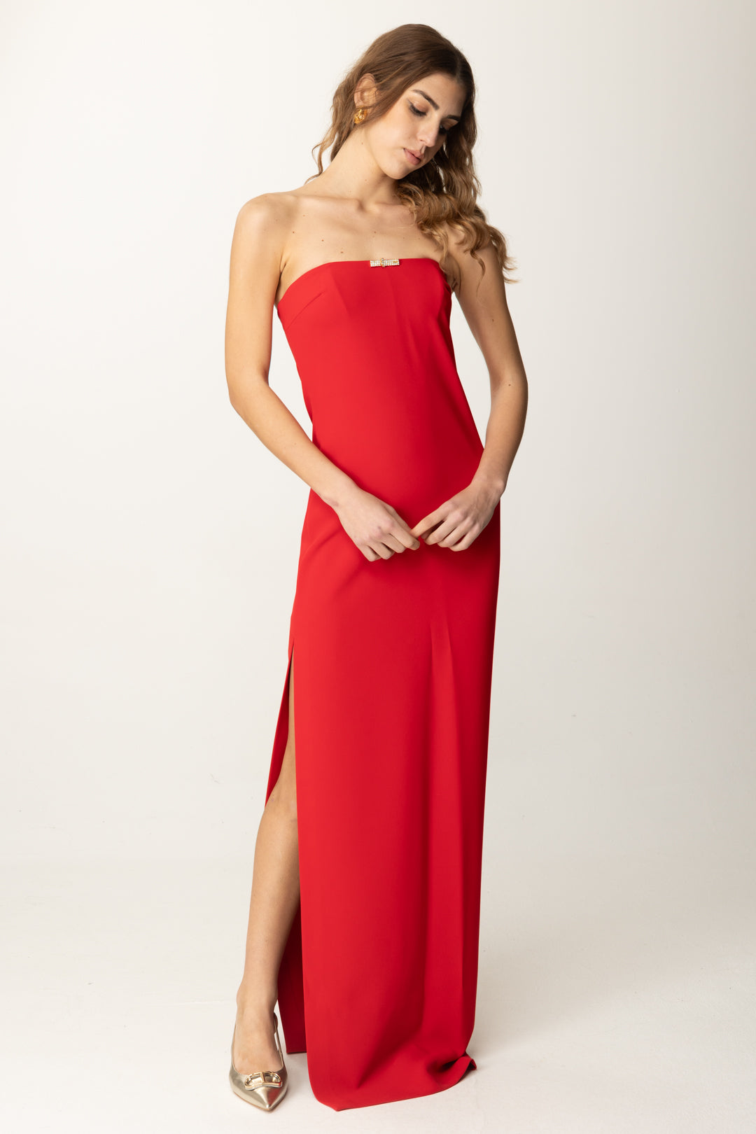 Elisabetta Franchi Woman Red Carpet Dress with Jewelry Elisabetta Franchi Woman Red Carpet Dress with Jewelry