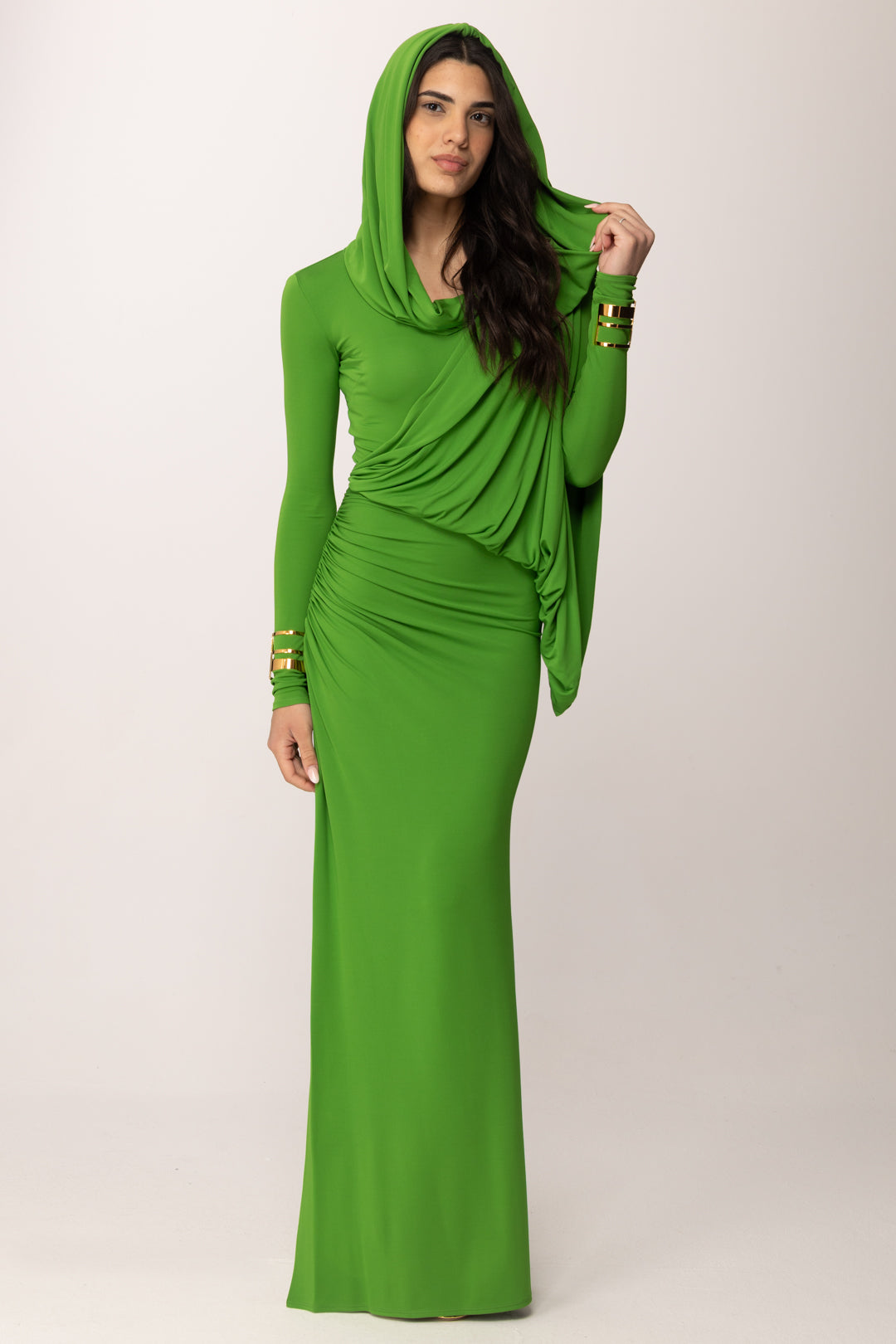 elisabetta franchi green dress Woman Red Carpet with Draping AB96165E2 ALOE – Khloefemme Color:Gold - 50% Deposit Buttercream | Mesh Off July Sale - 7/27 Deeper Markdown such as the horizontal