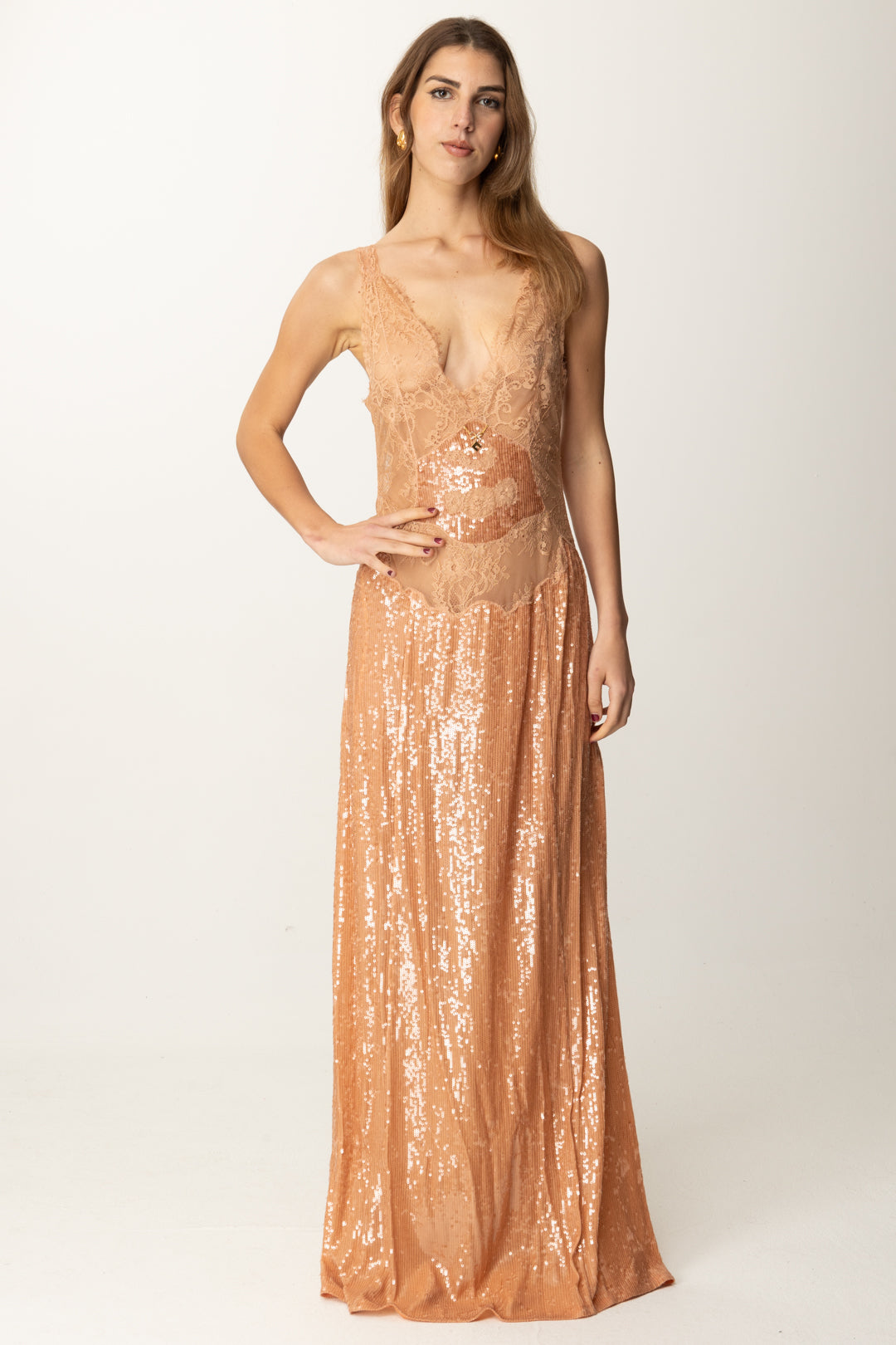 Paillettes Abito In Seta Elisabetta Franchi Abito Da Sera Con