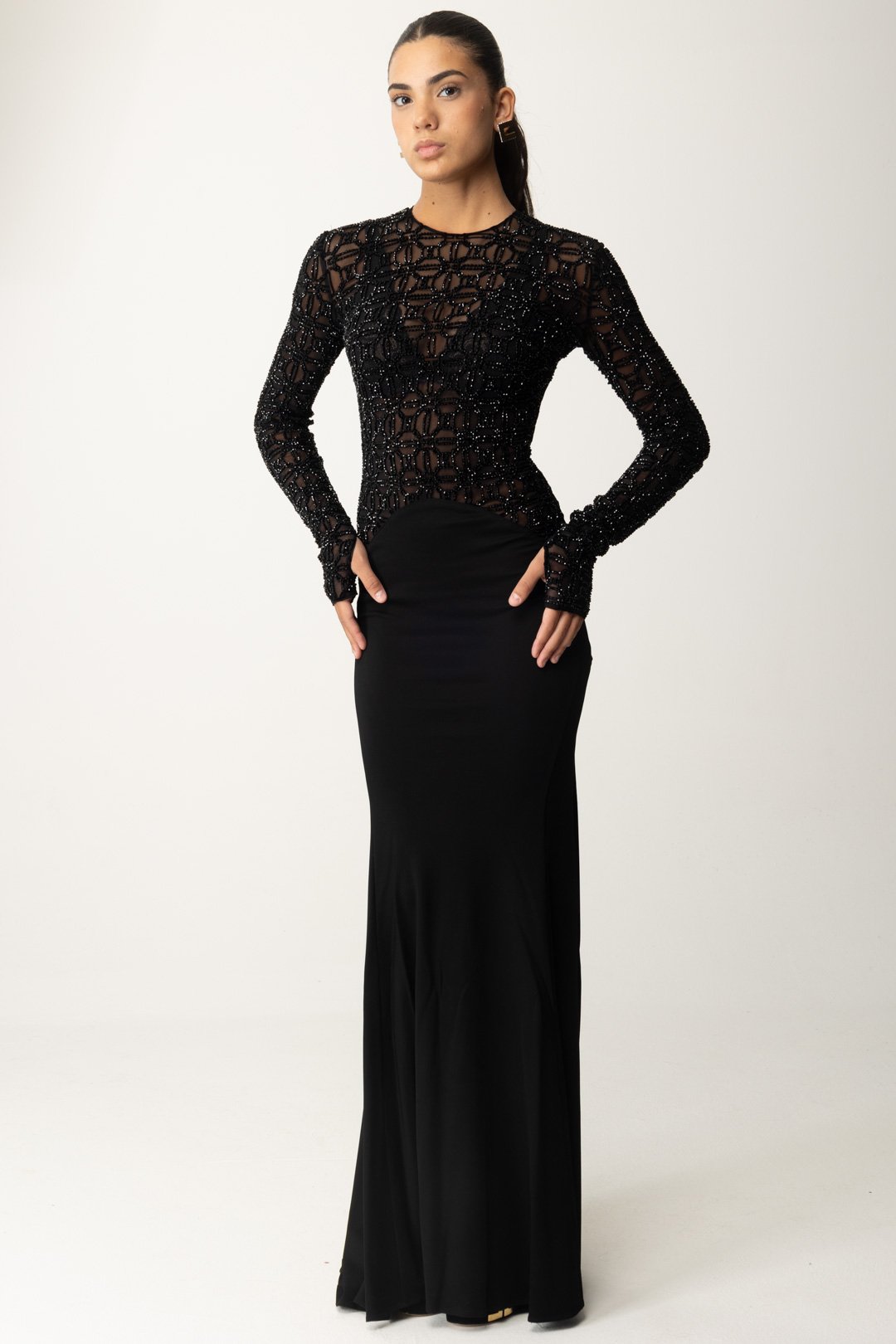 Elisabetta Franchi Women's Red Carpet Long Dress Black