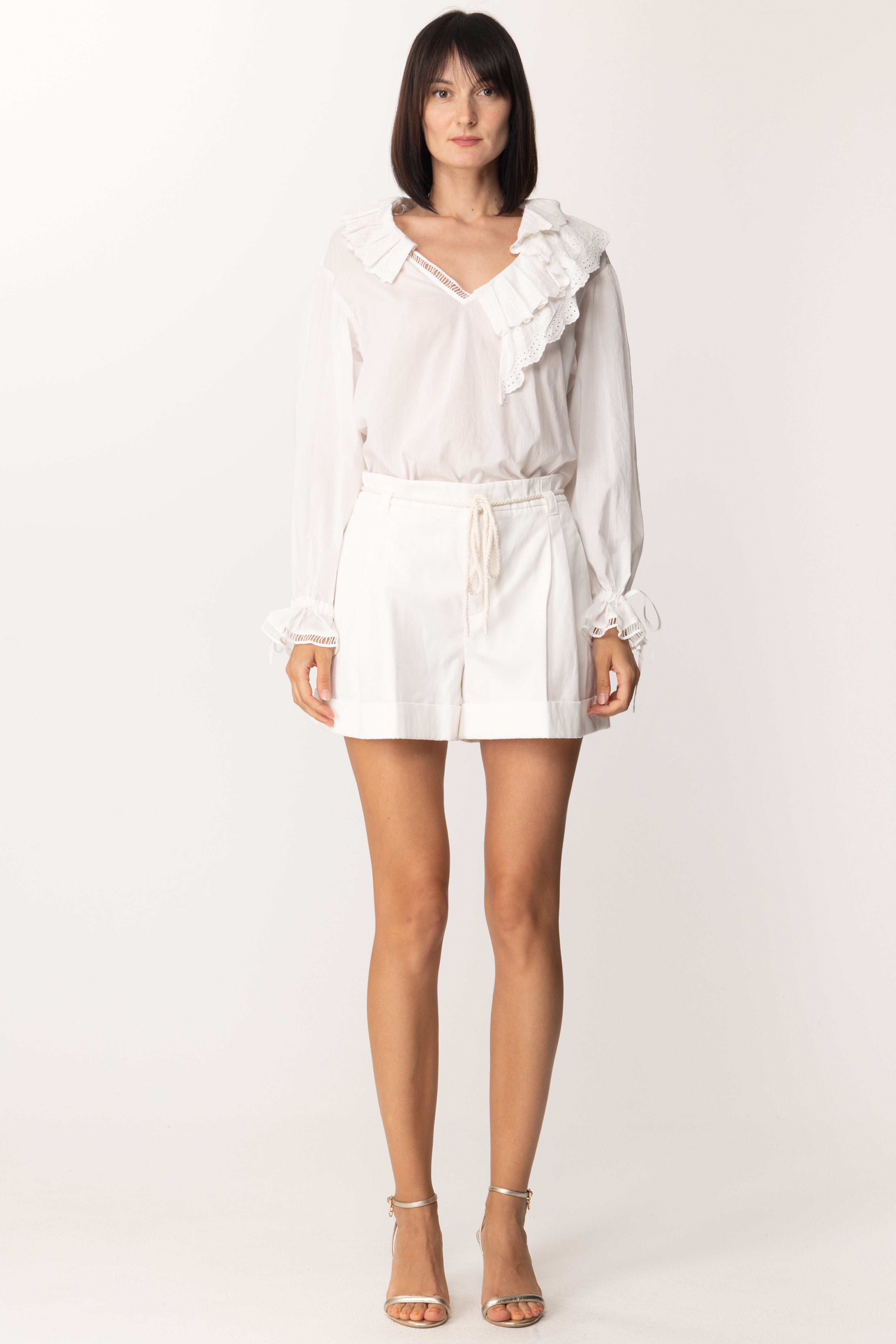 Blouse with Sangallo Ruffles - Main Image
