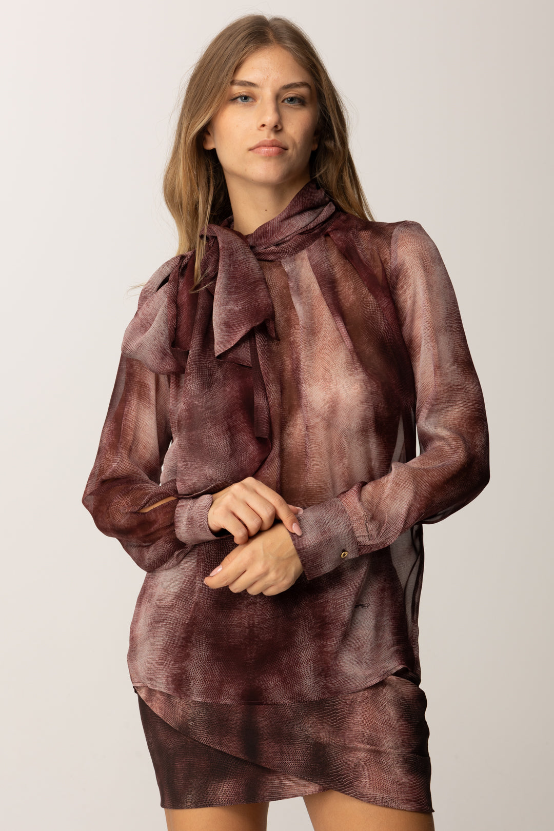 Elisabetta Franchi Donna Blusa In Voile Stampa Pitone con