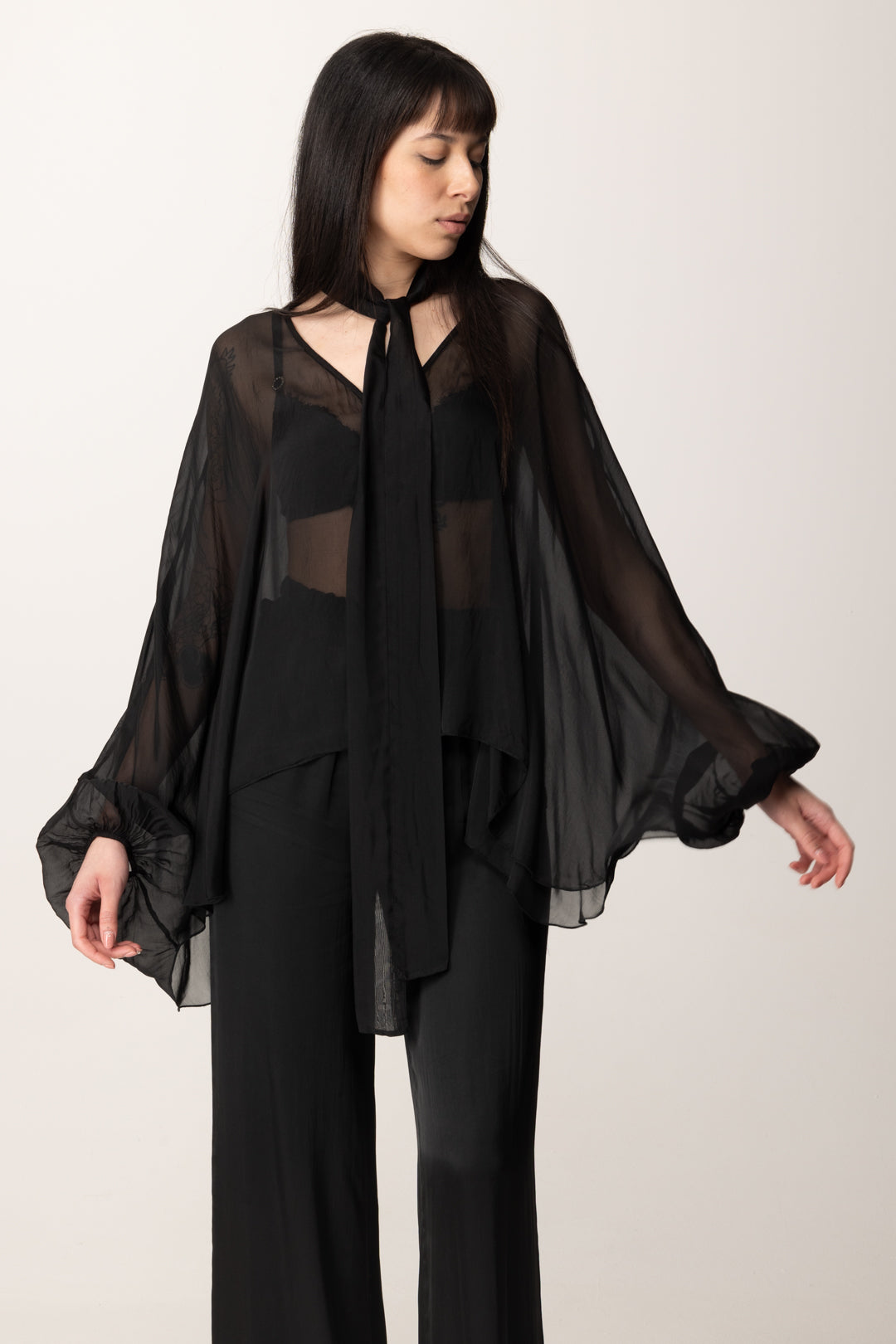 black transparent blouse
