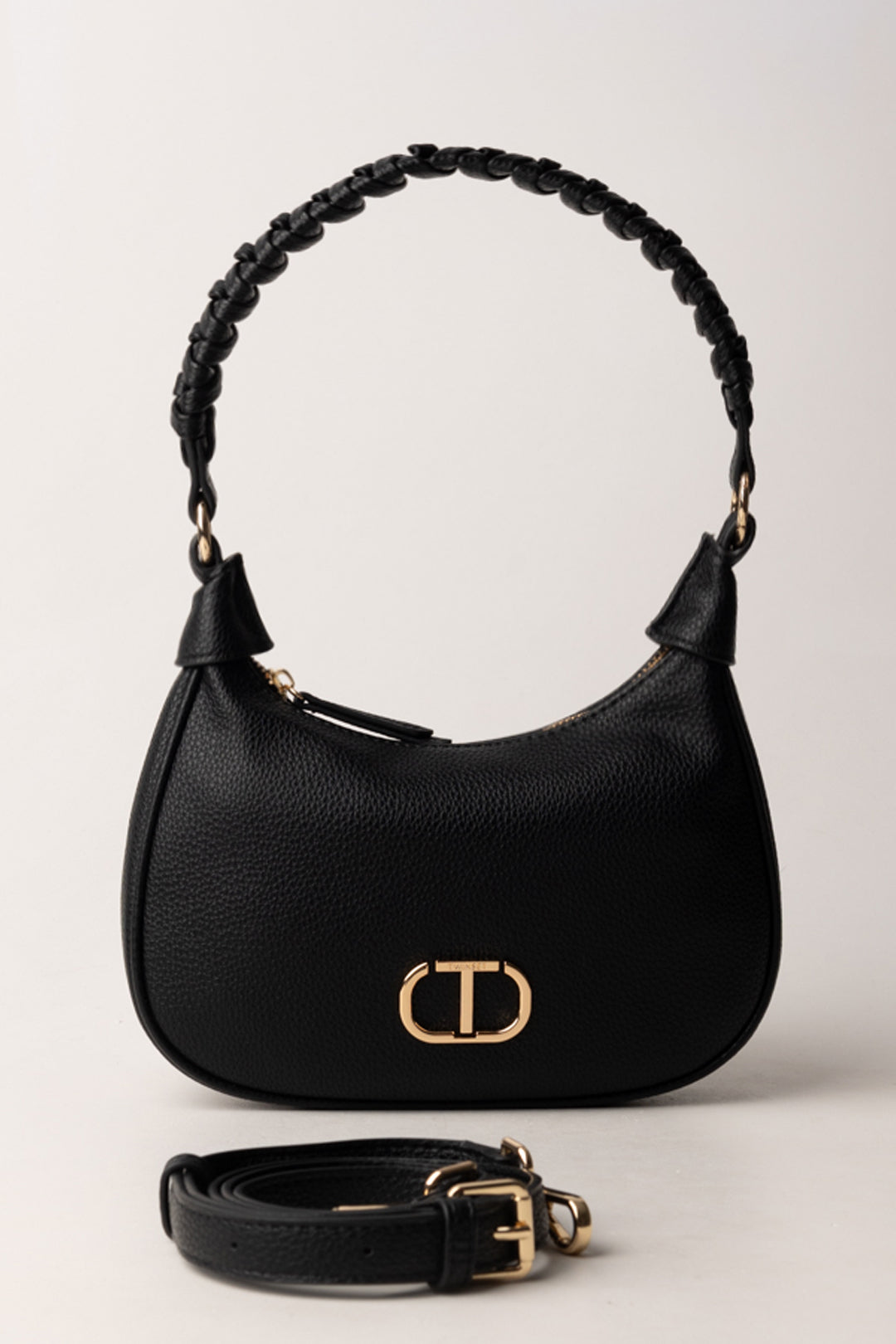 Leather Borse Twin Set Outlet Borsa A Tracolla Con Oval T Leather