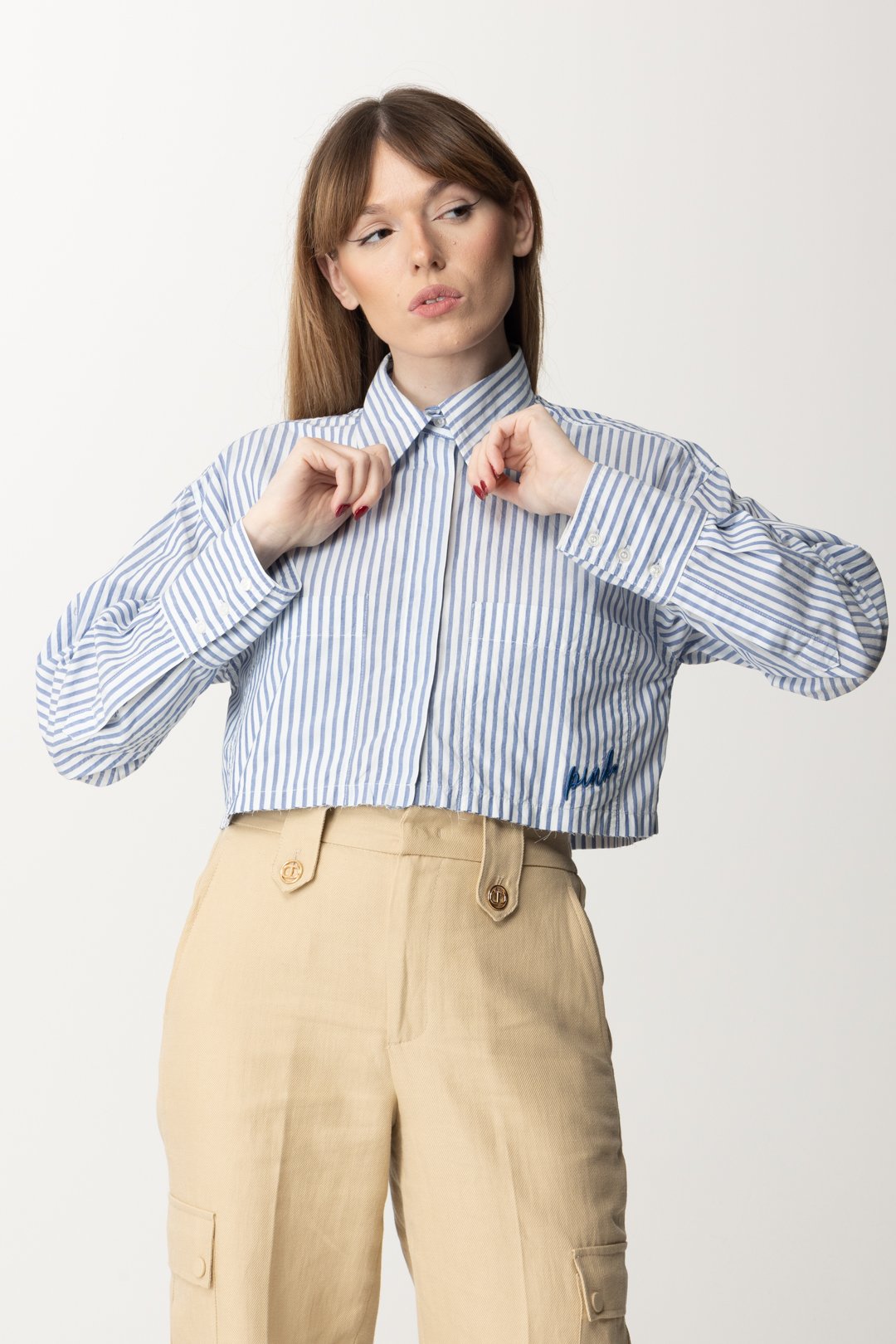 Camicie Cropped Camicetta Cropped Pinko Women's Striped Crop Shirt