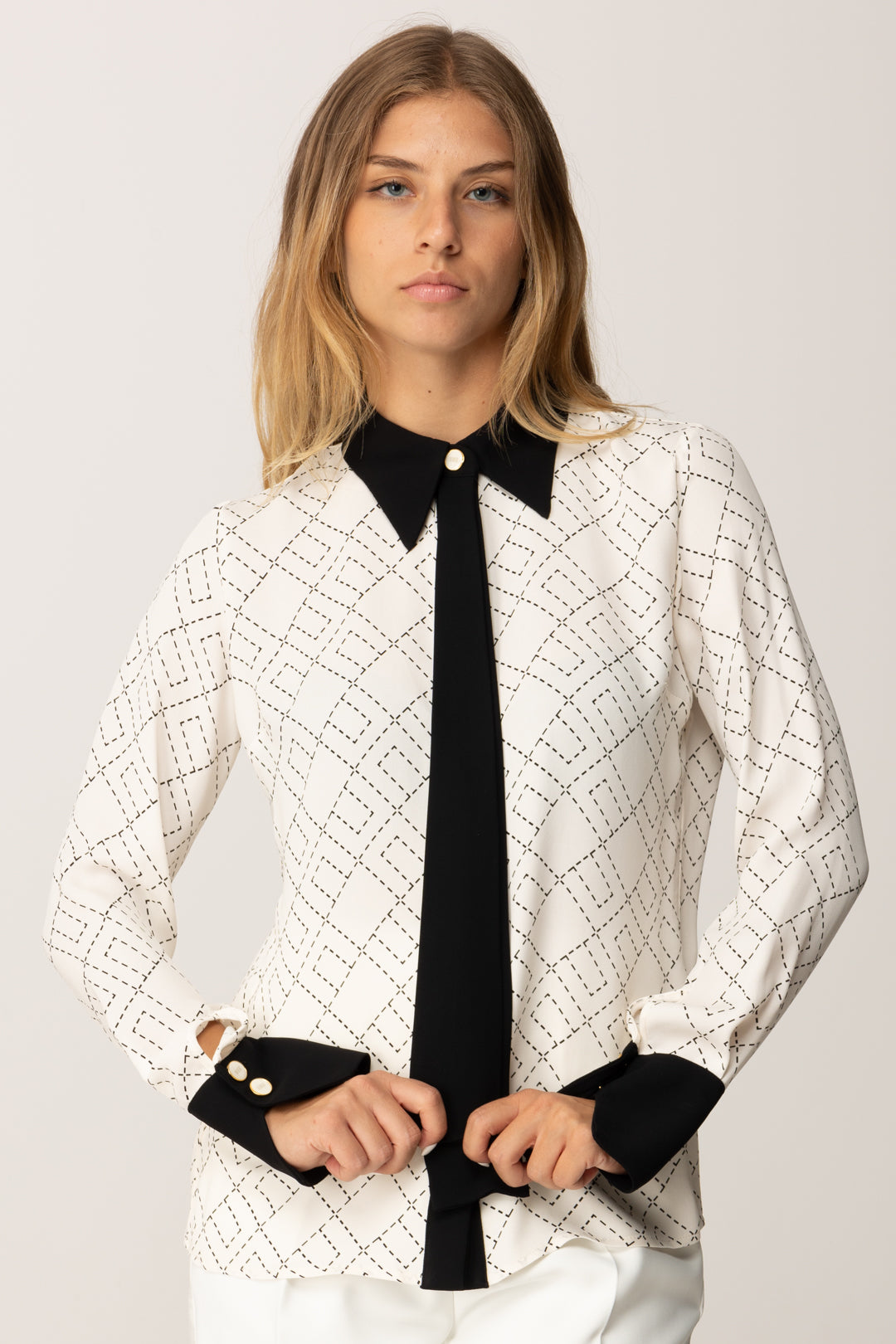 Elisabetta Franchi Donna Camicia In Georgette con Stampa e Foulard