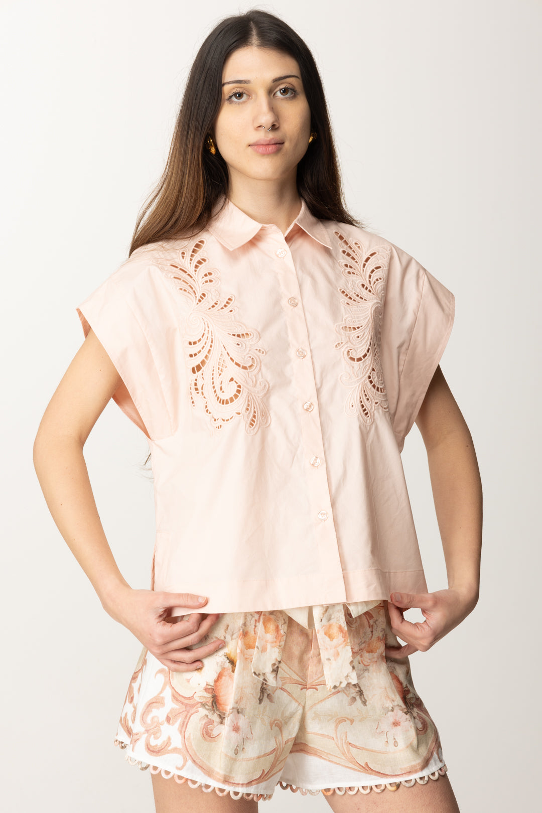 Twin Set Top Di Seta Con Pizzo TWINSET: Canotta In Misto Seta E