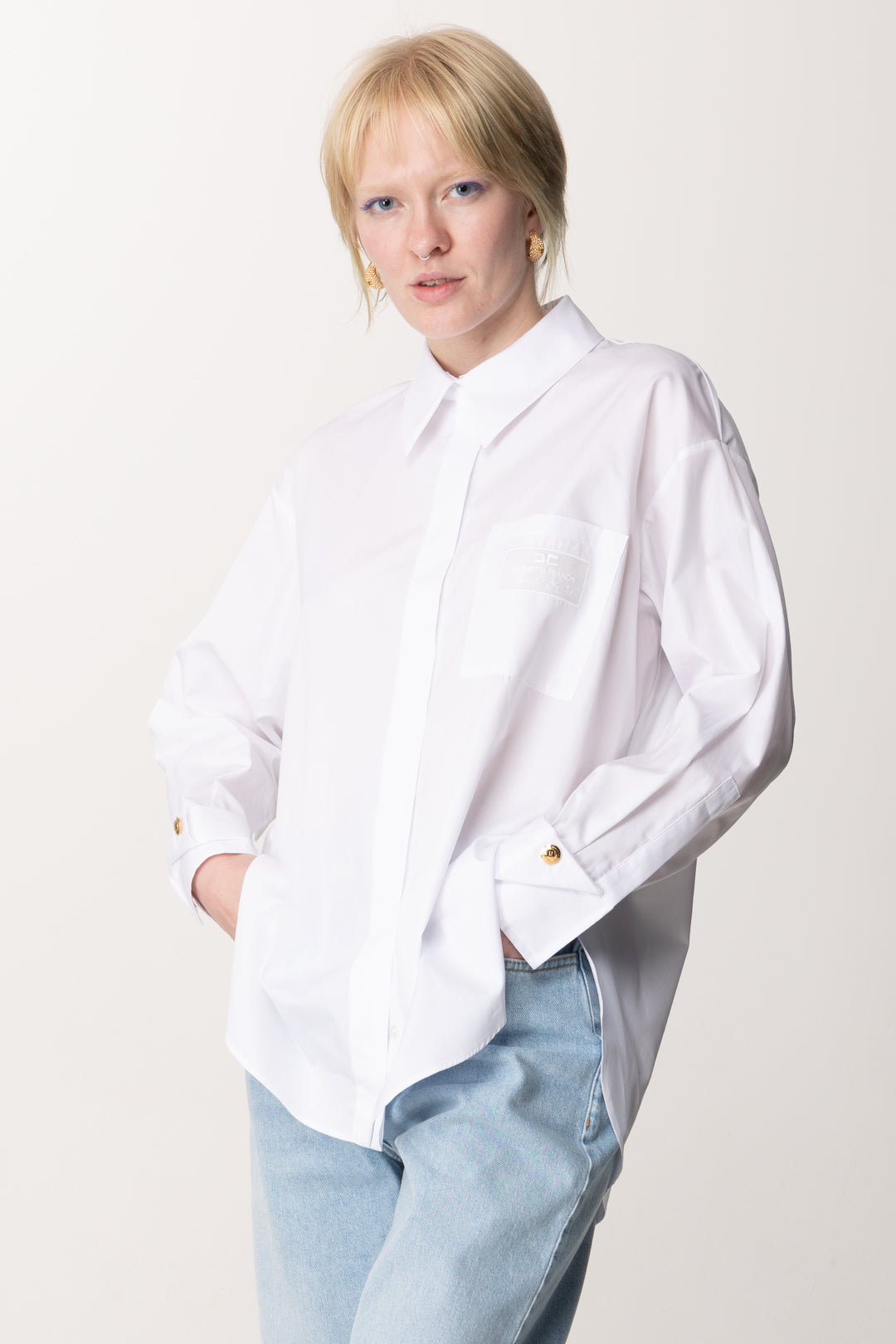 Camicia Bianca Tessuto Popeline Camicia Elisabetta Franchi Donna