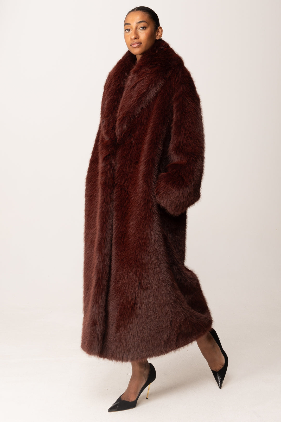 Elisabetta Franchi Woman Coat with Fur Effect Texture CP69A58E2
