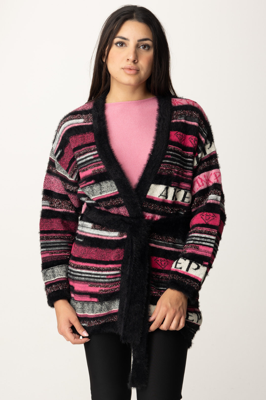 Akep Donna Cardigan Pink Panter con Cintura MGKD08002 VARIANTE