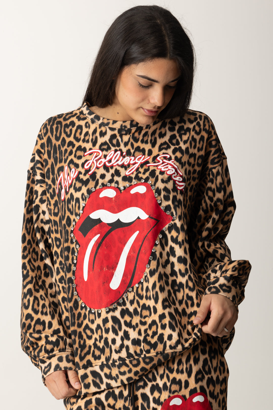 Aniye By Donna Felpa Animalier con Logo Stones 185919 MAKU :PE25