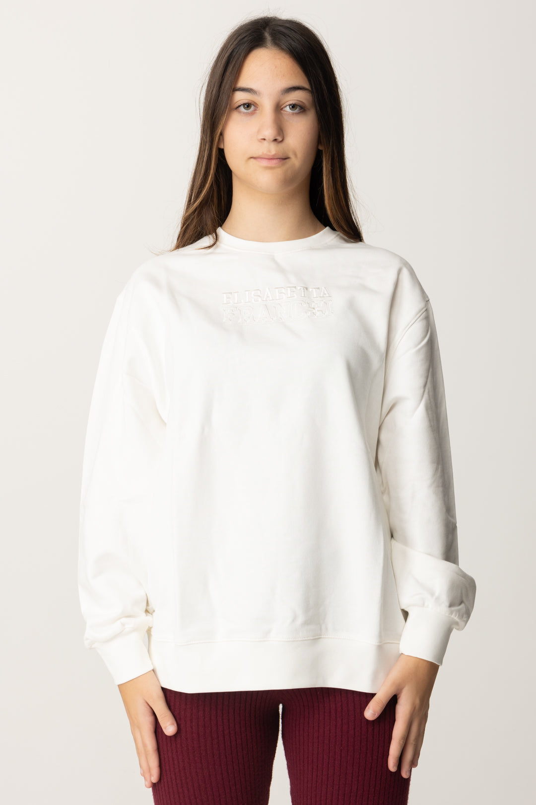 Oversized sweatshirt with lettering embroidery