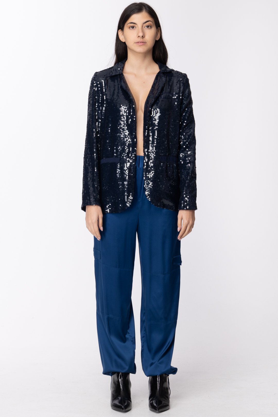 Twin-set Donna Giacca Blazer con Full Paillettes con Chiusura