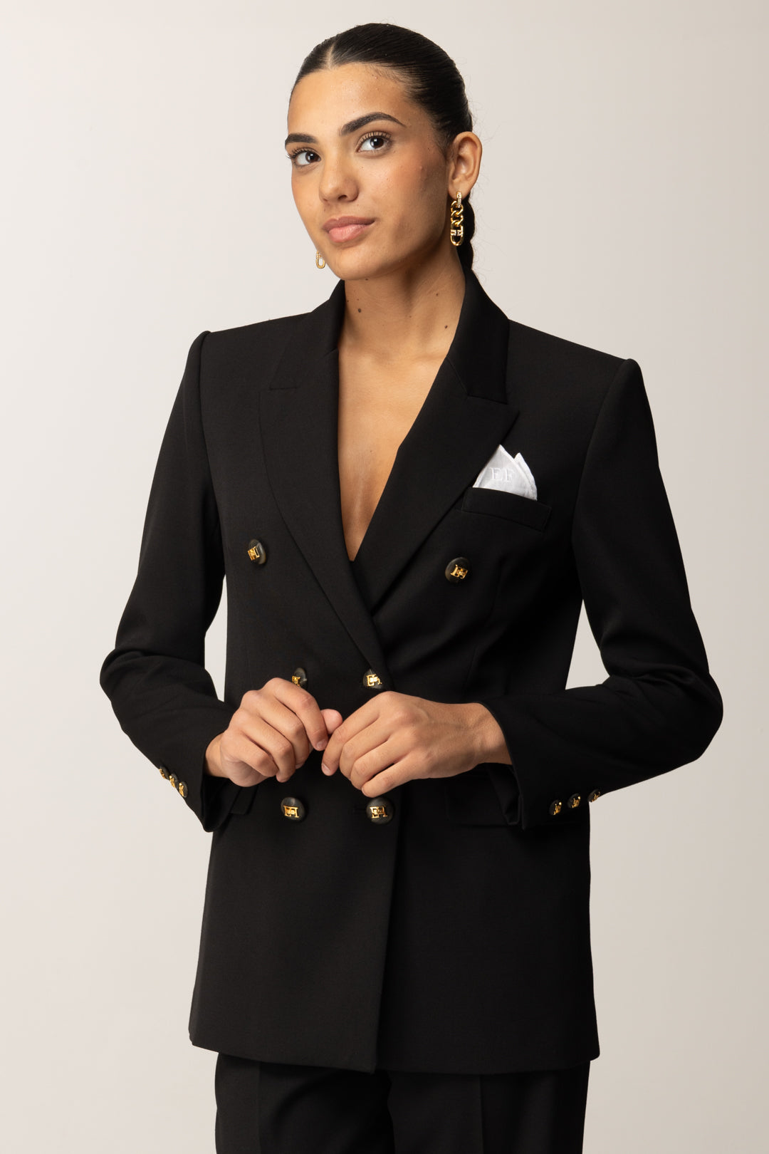 Elisabetta Franchi Donna Giacca Doppiopetto In Gabardina con