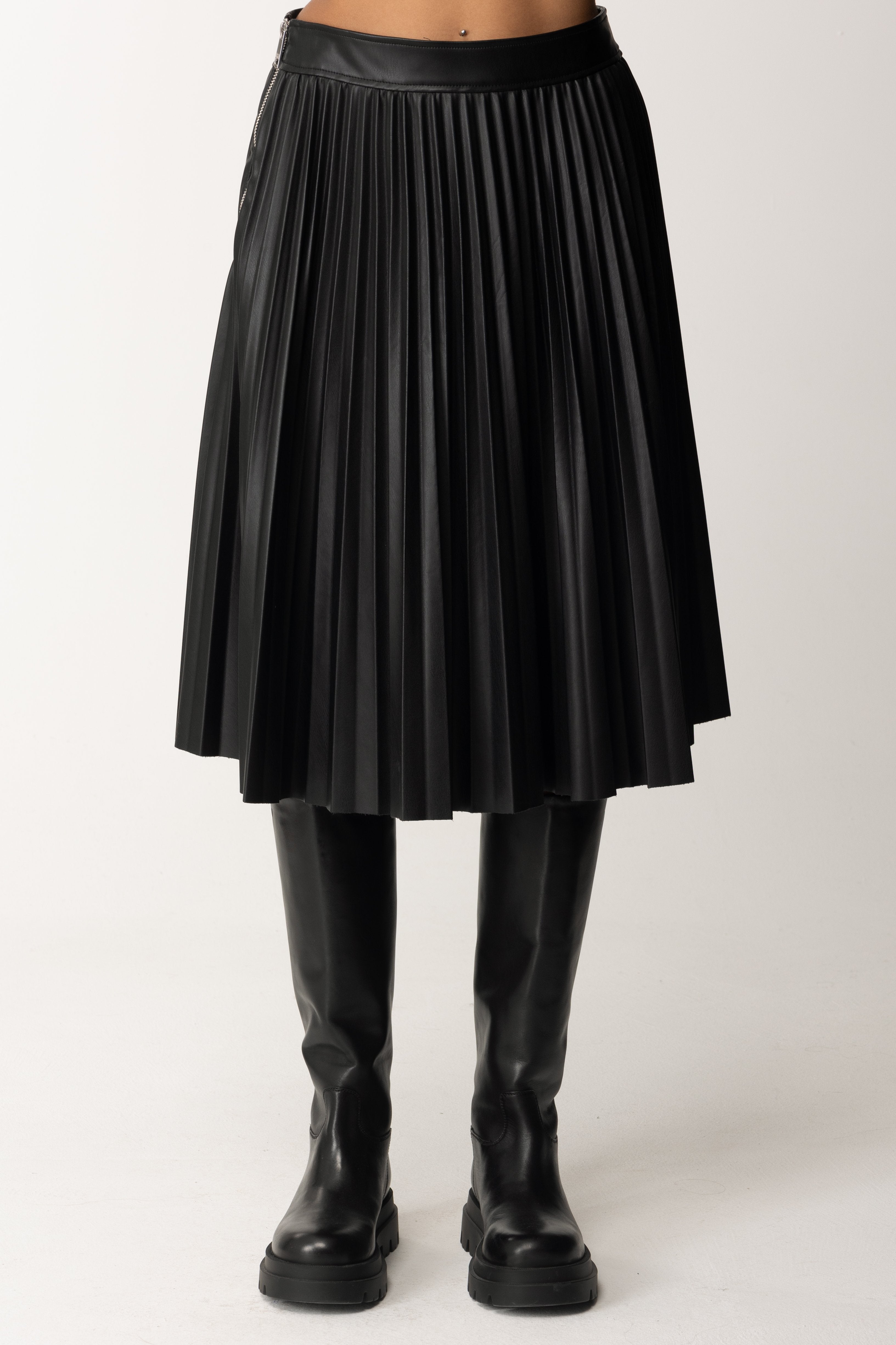 Pleated Leather Skirt