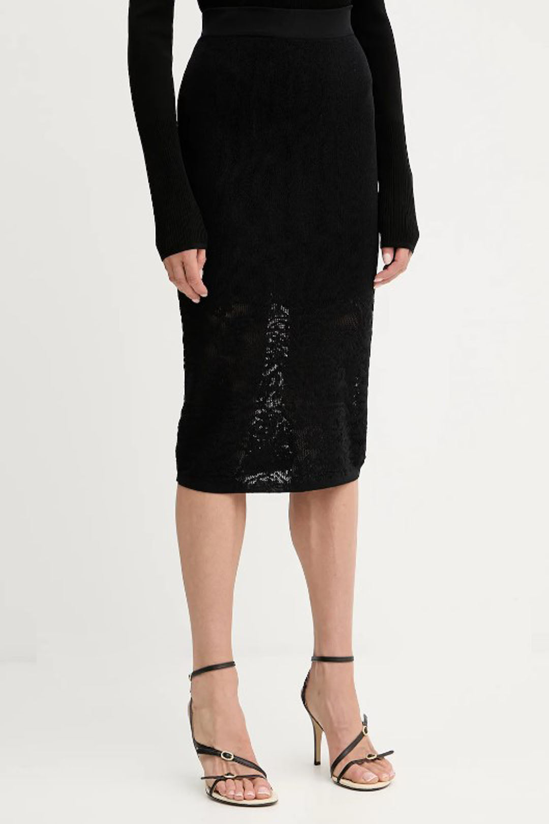 Midi Skirt In Lace Effect Knit