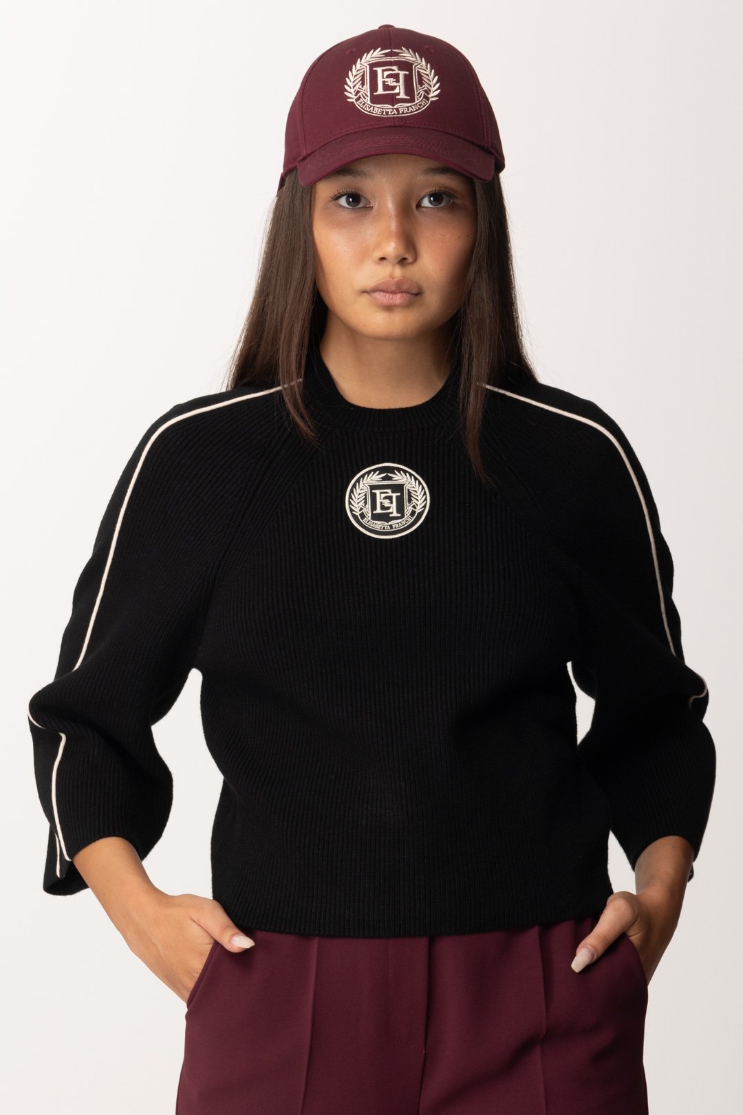 Elisabetta Franchi Woman Cropped Viscose Sweater with MK70S46E2