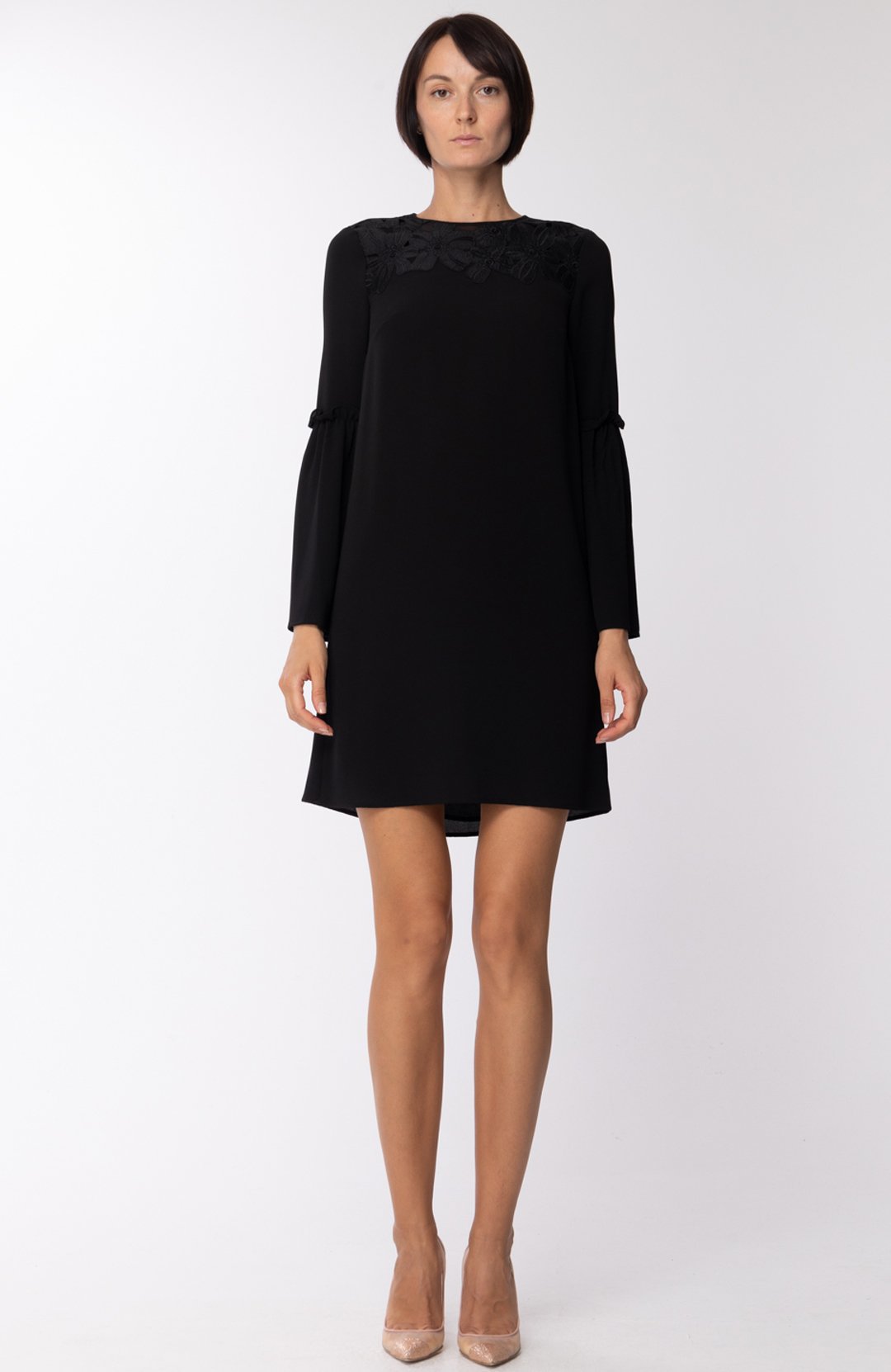 Michael Kors Woman Elegant Mini Dress with Flared Sleeves MS88XSG4YP Khloefemme Michael Kors Woman Elegant Mini Dress with Flared Sleeves MS88XSG4YP Khloefemme