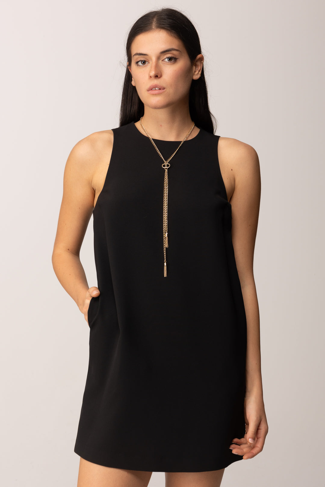 Twin-set Woman Mini Dress In Cady Crêpe with Chain Detail 252TP2302 BLACK –  Khloefemme