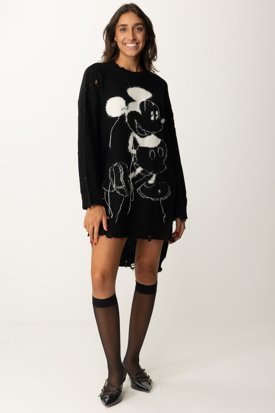 Aniye By Woman Mini Dress In Knit Destroyed Mickey Print 181002 BLACK –  Khloefemme
